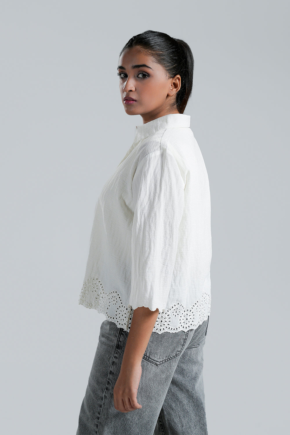 Schiffli Embroidered Shirt