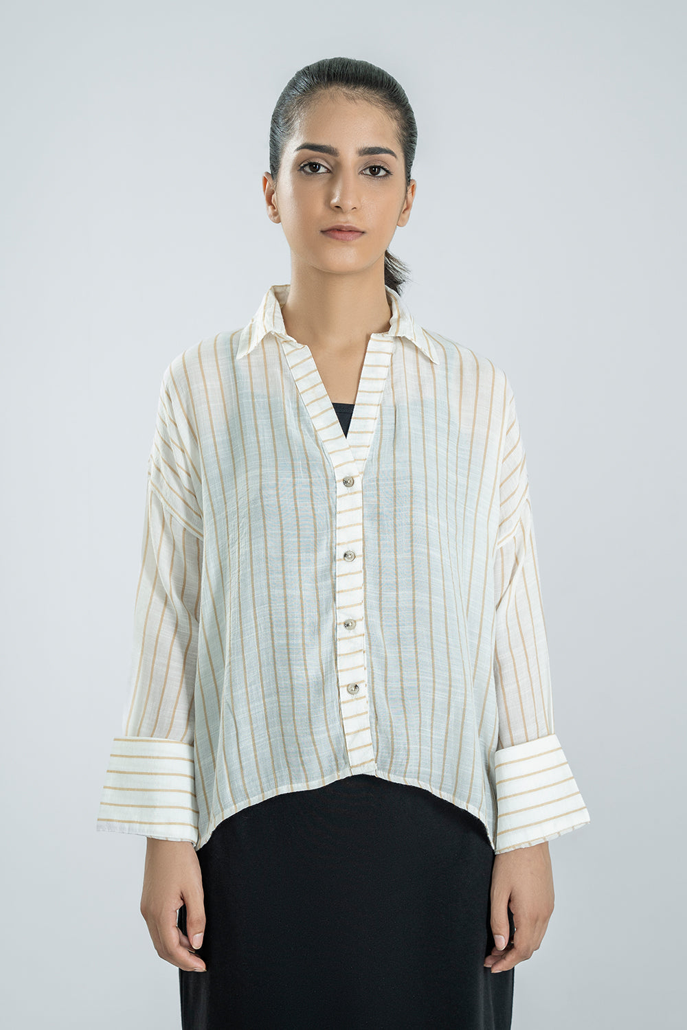 Women Striped Viscose Line T-Shirt
