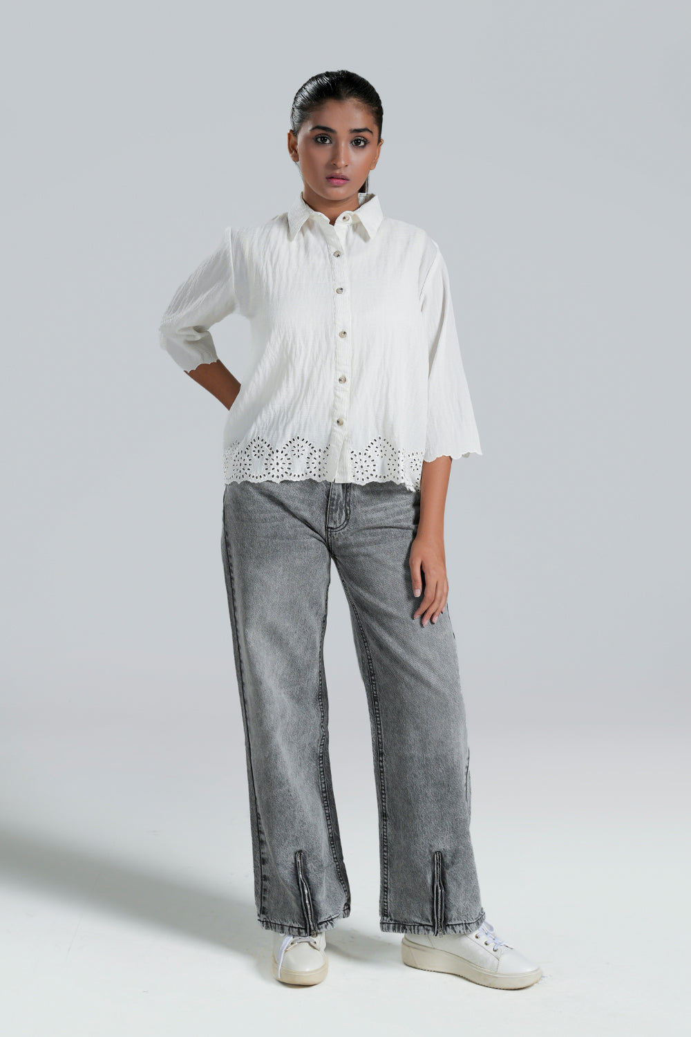 Schiffli Embroidered Shirt