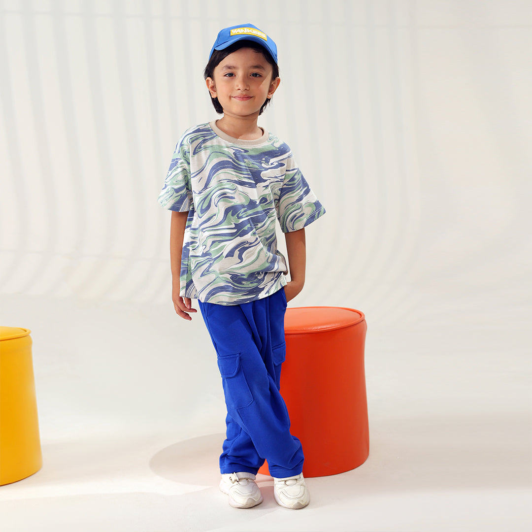 Royal Blue Kids Wide Leg Cargo Trouser