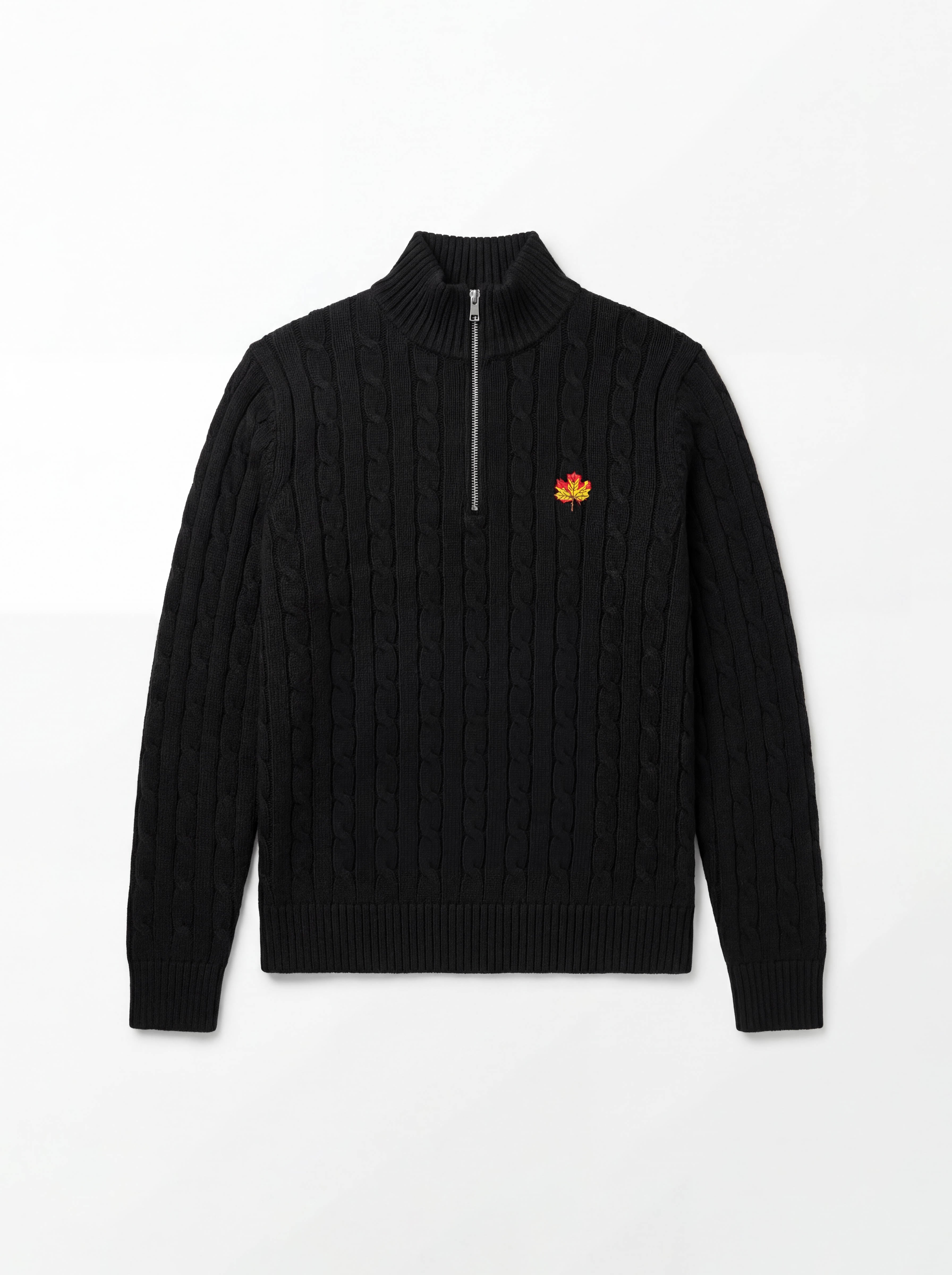 Hand Knitted Black Quarter Zip Sweater