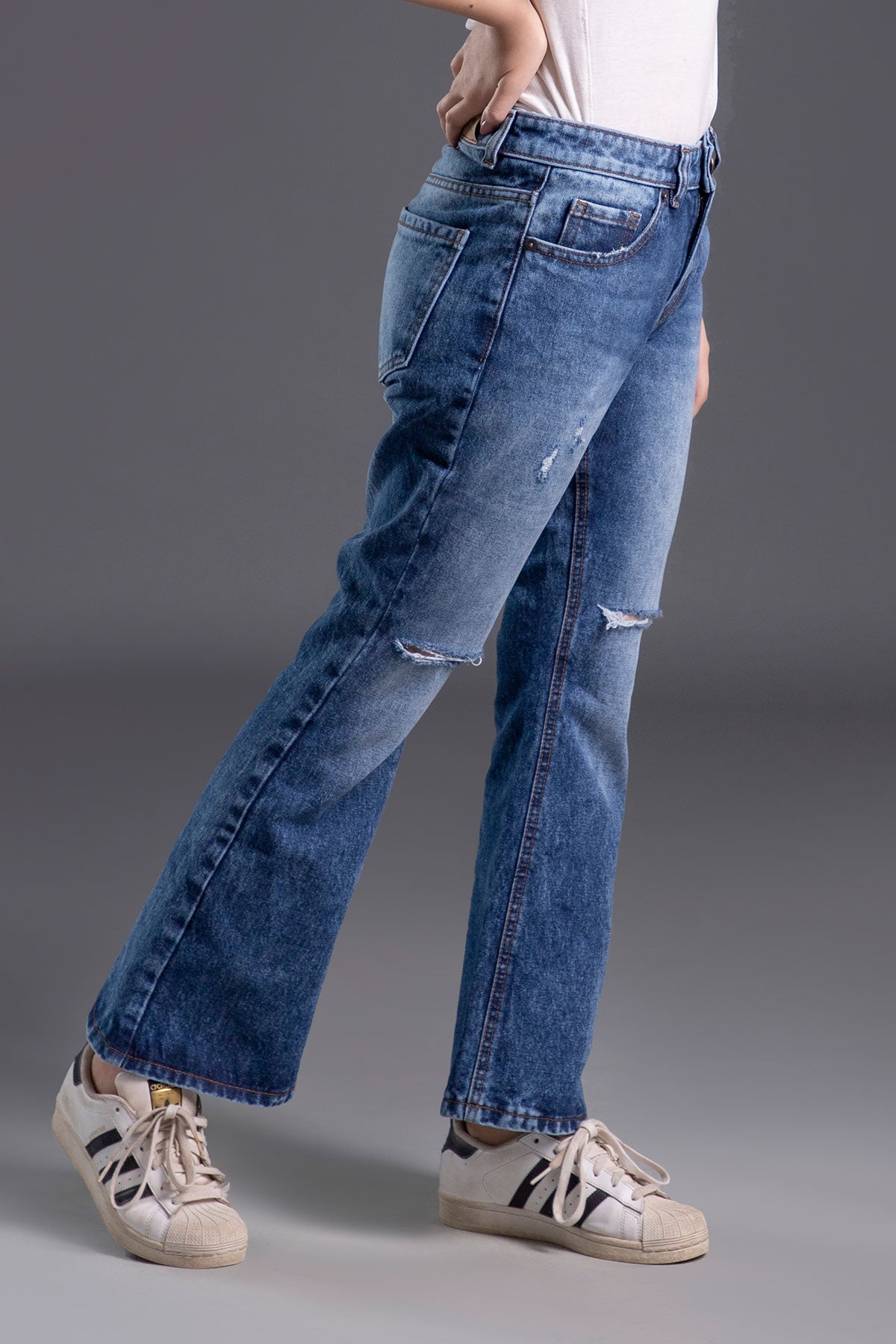 Cosmos Ripped Bootcut Jeans