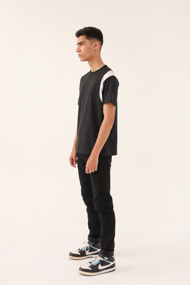 Black T-shirt with White Panel
