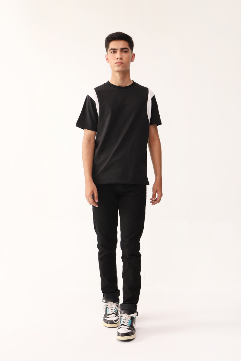 Black T-shirt with White Panel