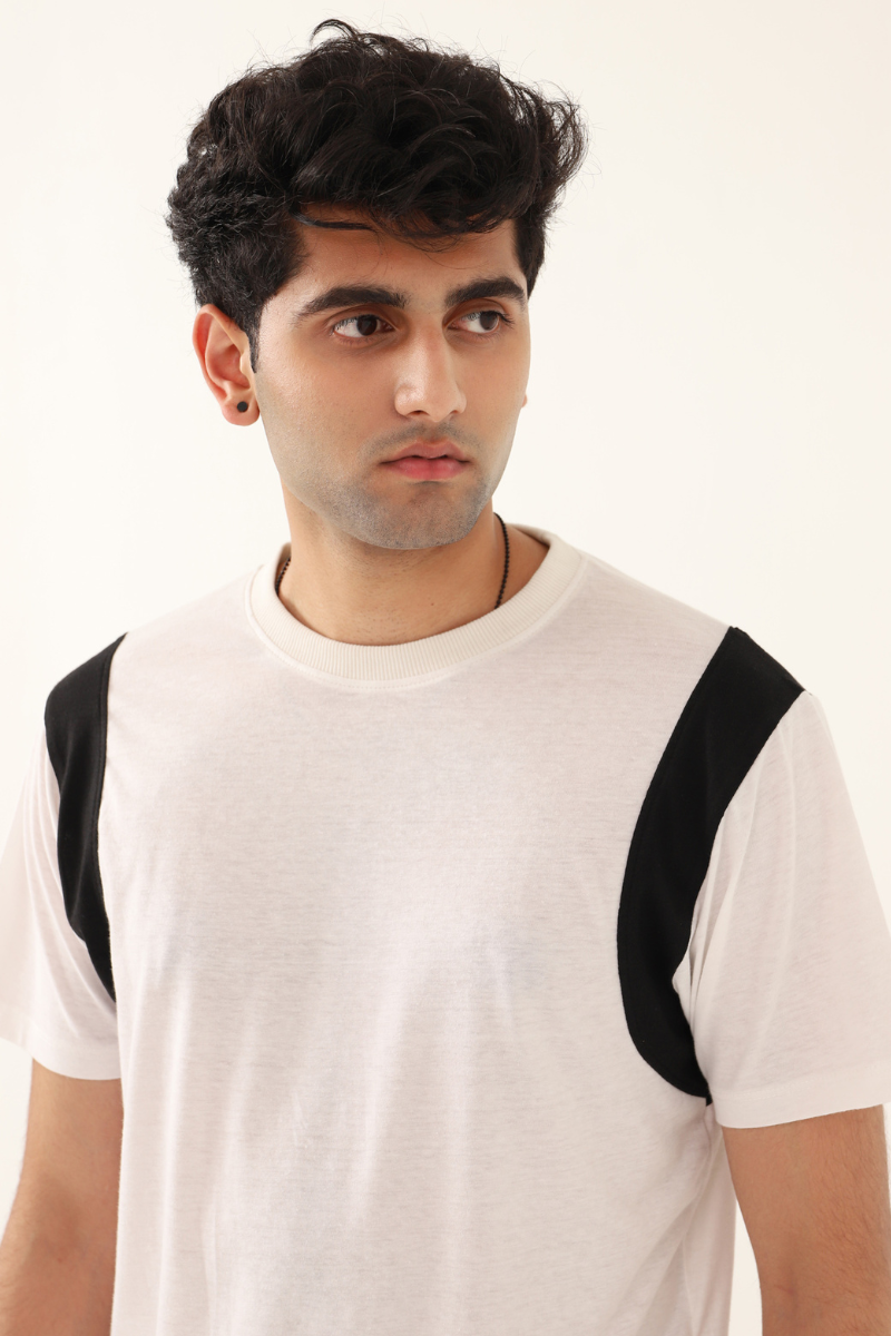 White T-shirt with Black Panel