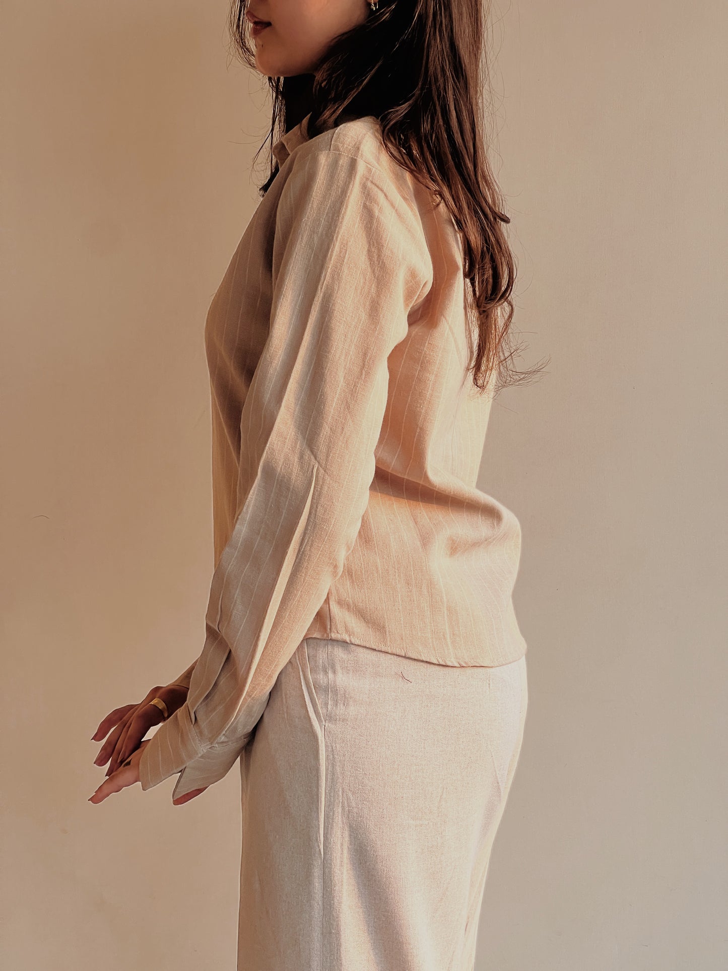 Beige Stripes Button-down