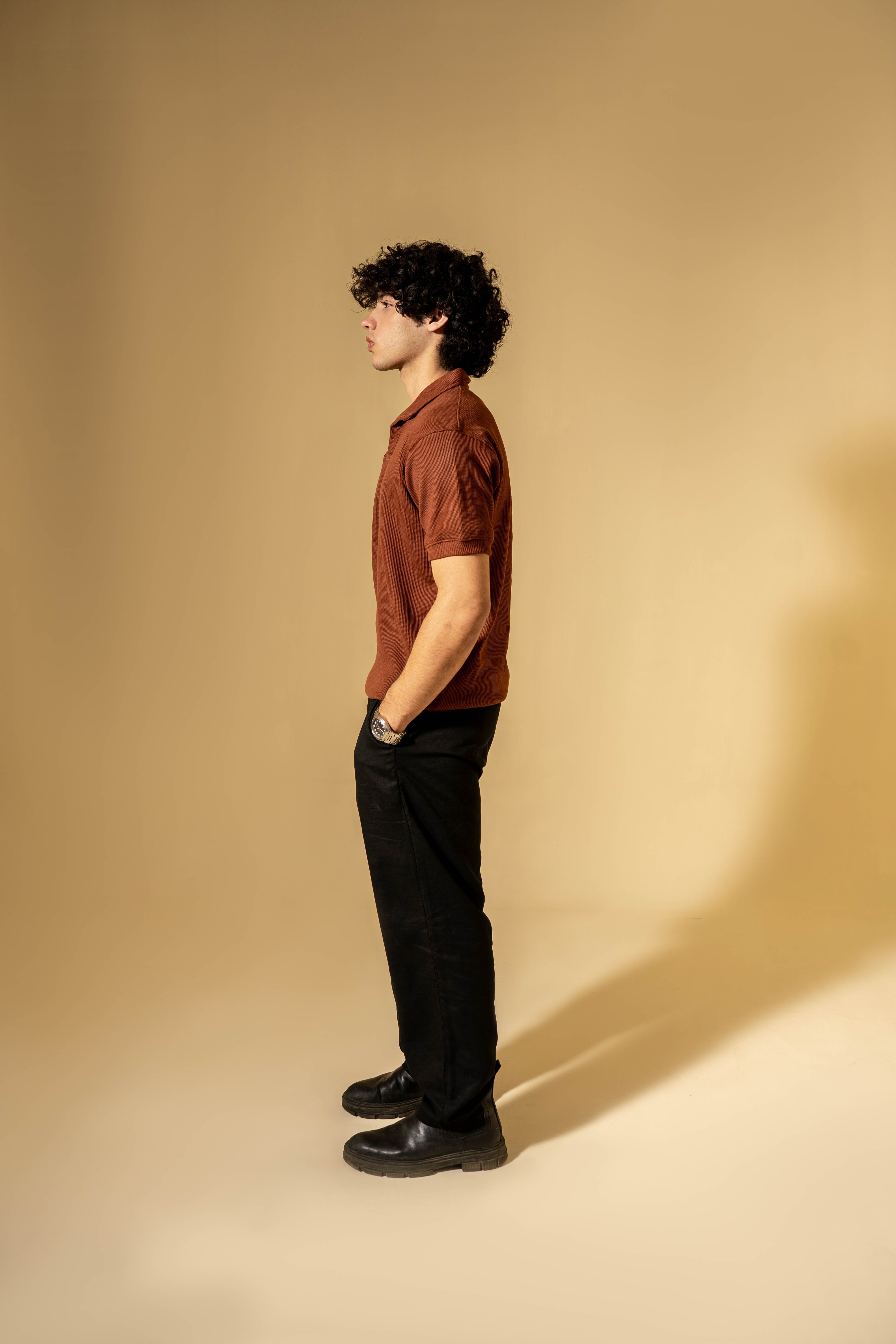Burnt Mocha Waffle Polo Shirt