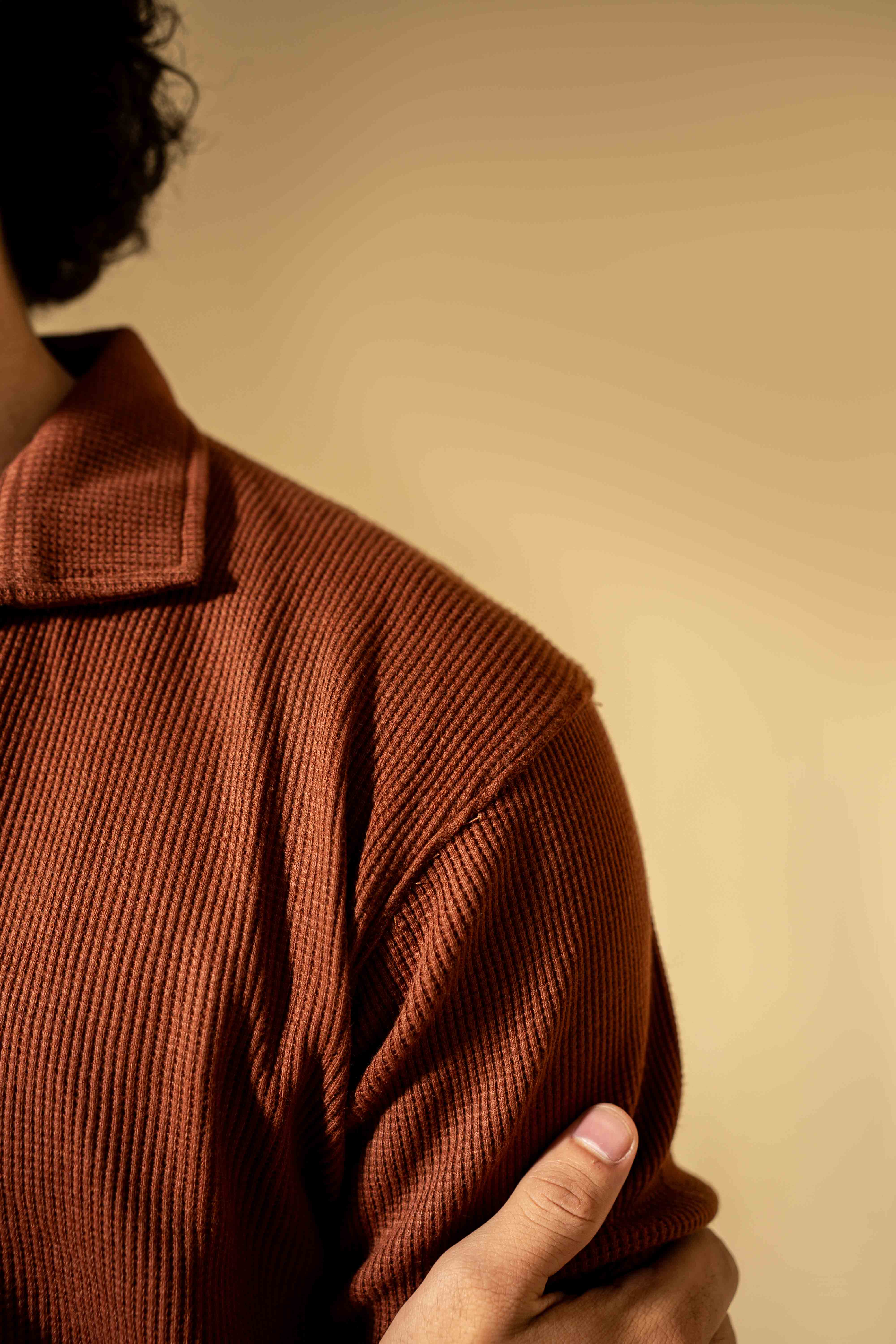Burnt Mocha Waffle Polo Shirt
