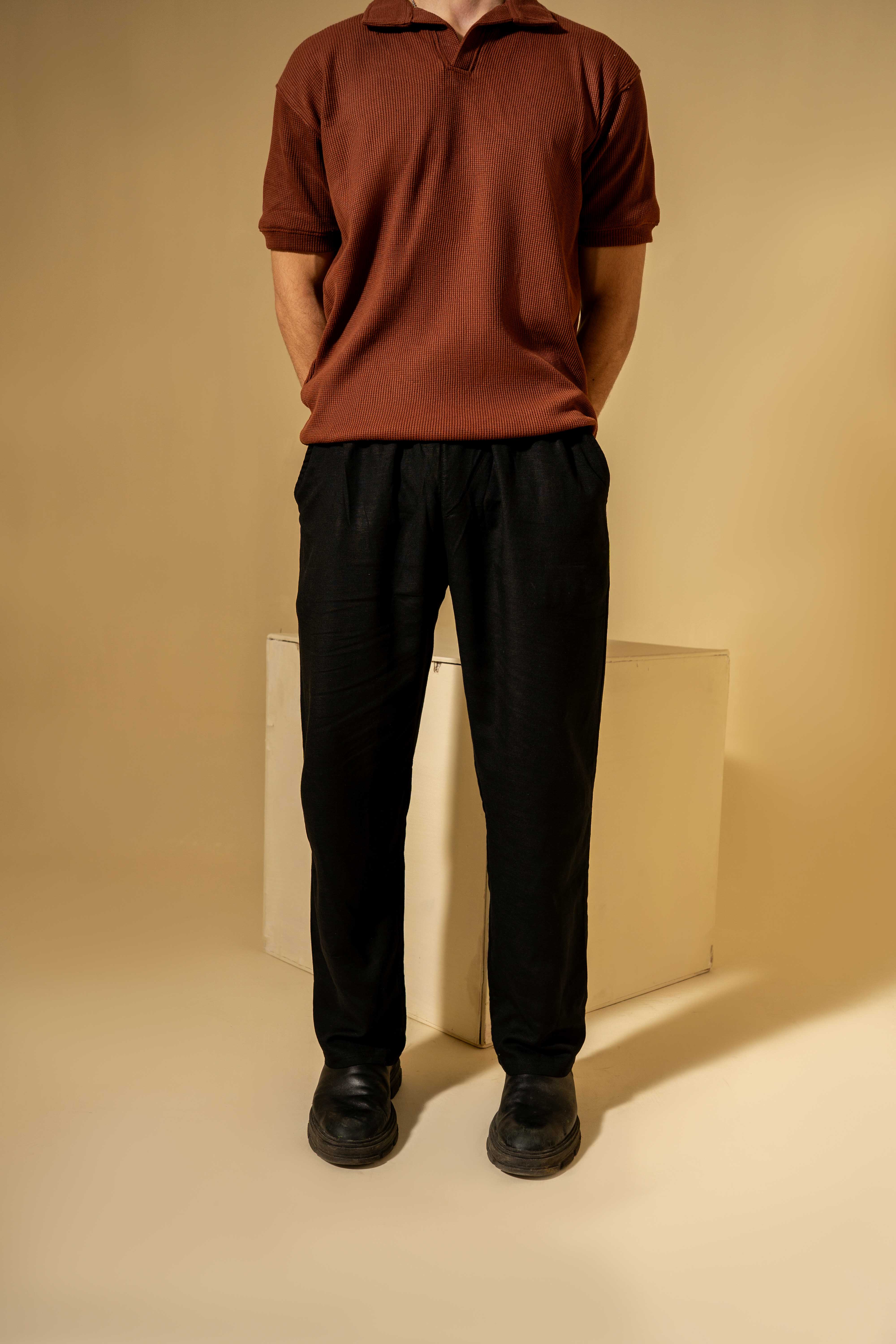 Burnt Mocha Waffle Polo Shirt