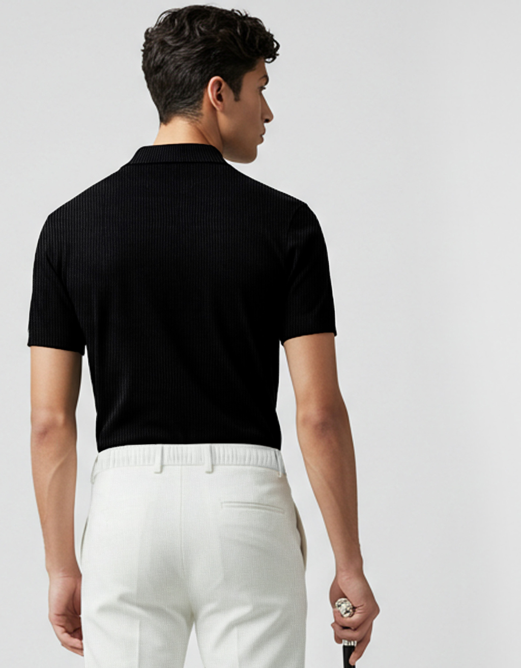 Black Textured Polo