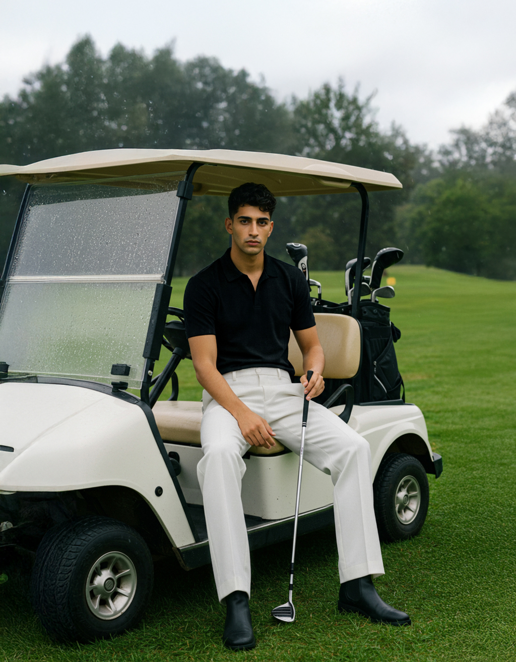 Black Textured Polo