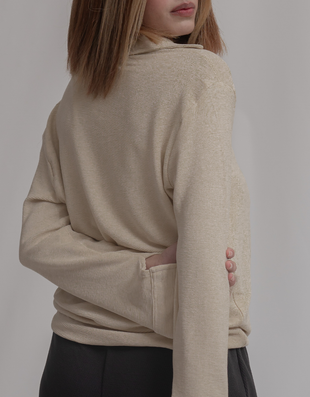 Neutral Beige Button-Down Shirt