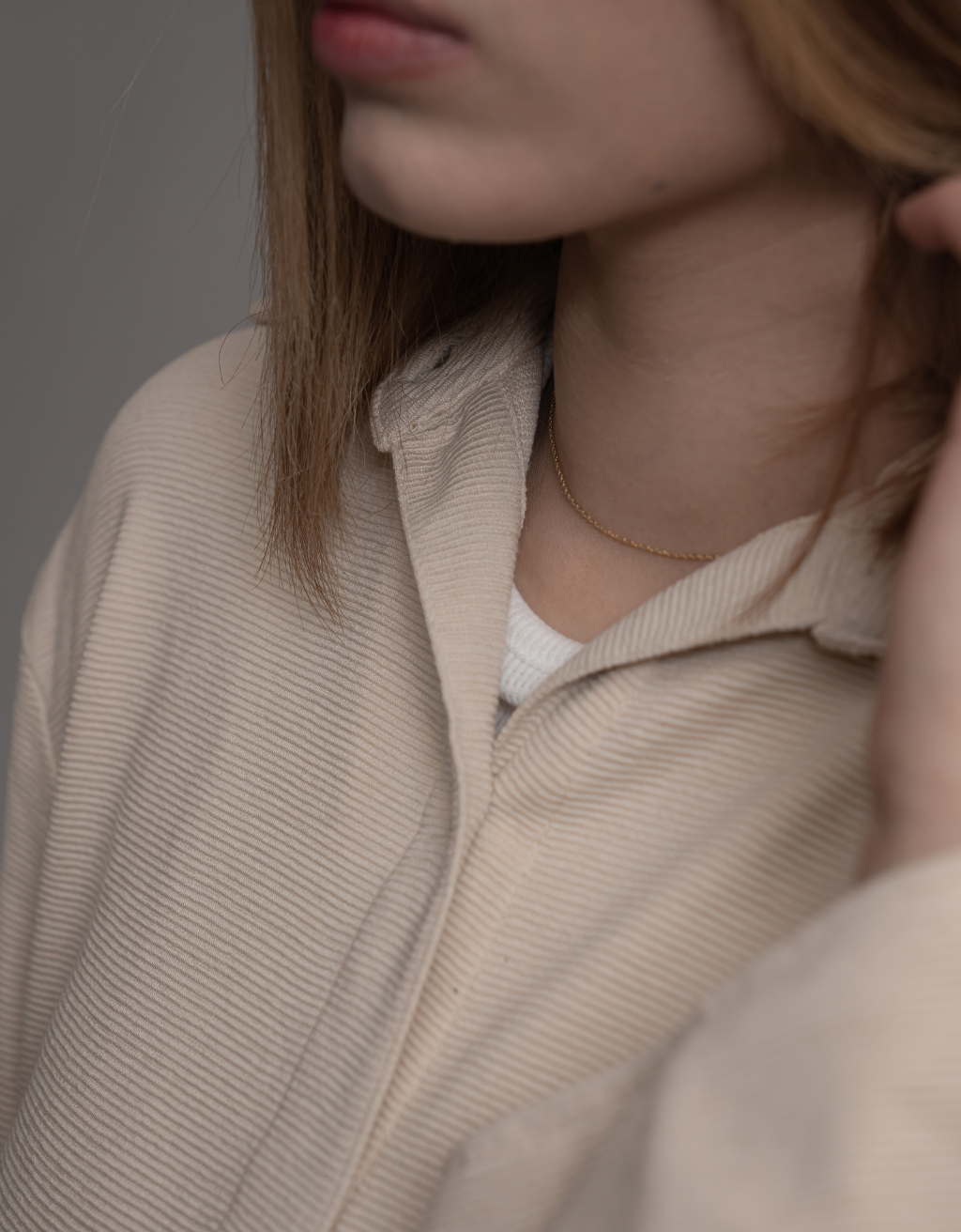 Neutral Beige Button-Down Shirt