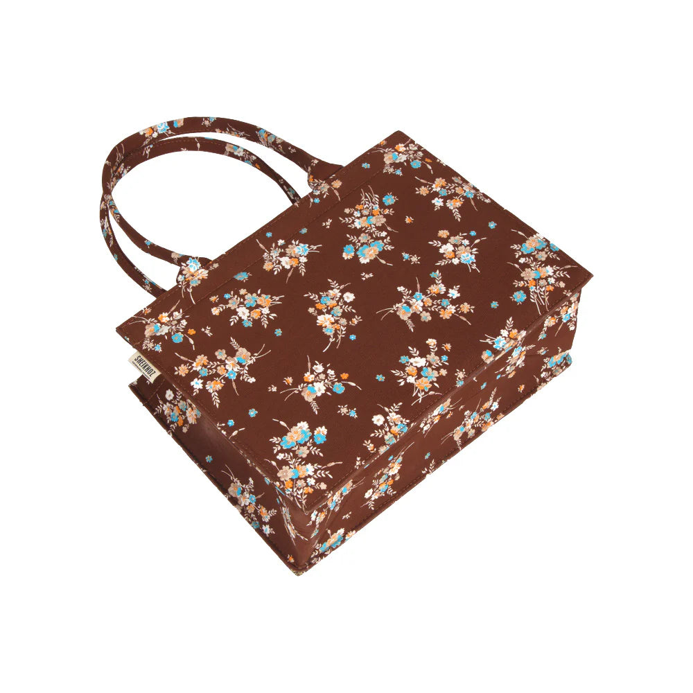 Bloom Craft Brown Floral Tote – Everyday Elegance