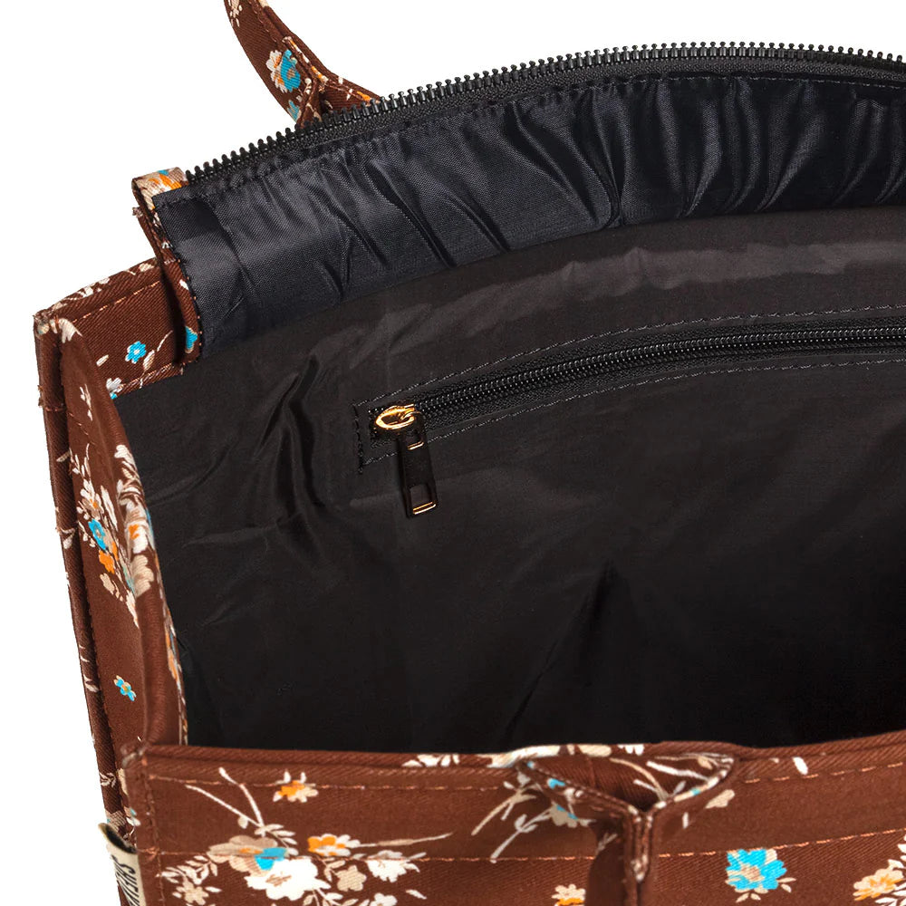 Bloom Craft Brown Floral Tote – Everyday Elegance