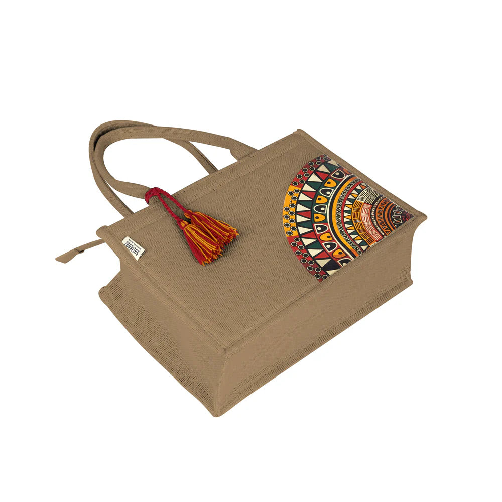 Earthy Chic Jute Tote - Warm Beige Tote with Tassel