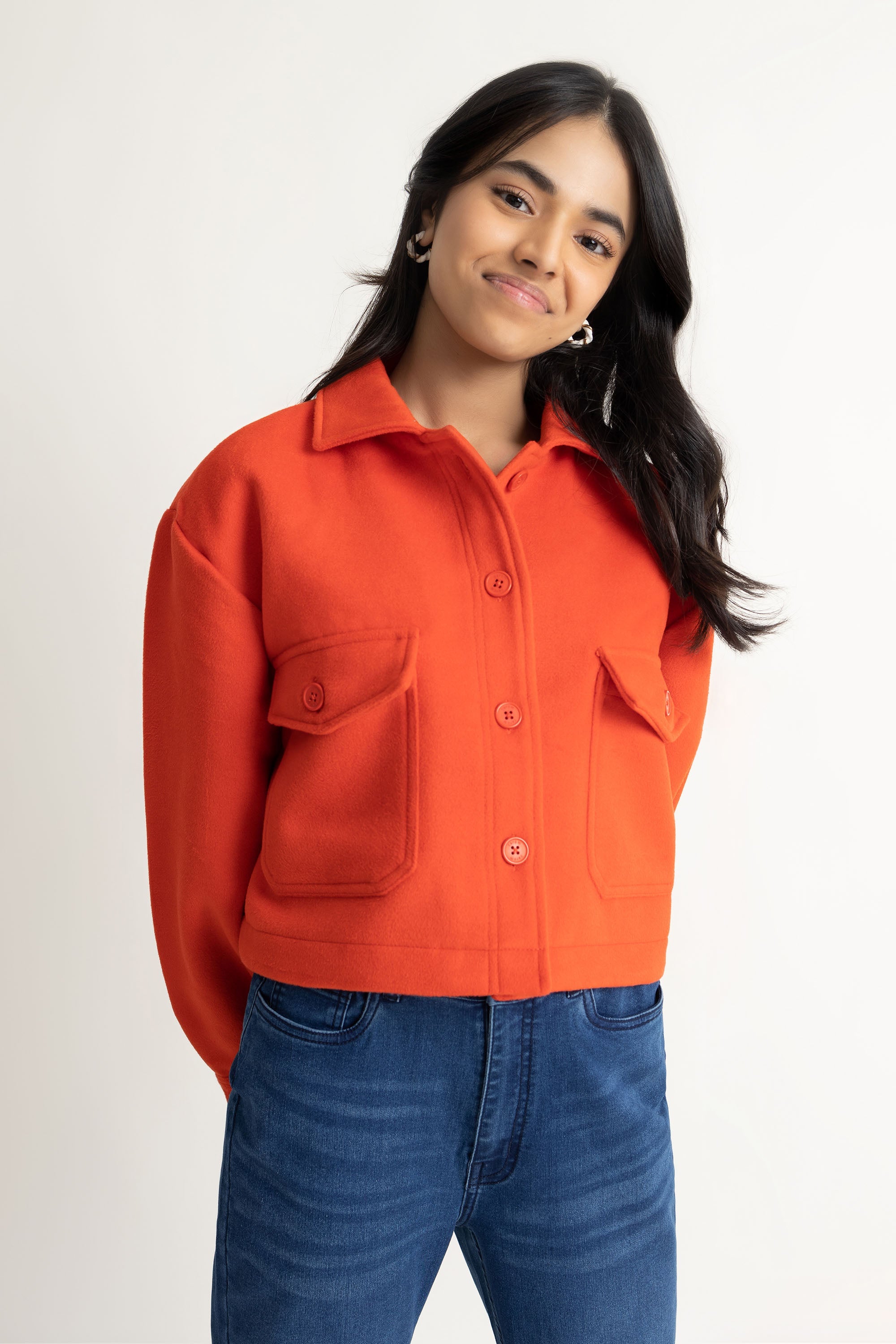 Orange Wool Shacket