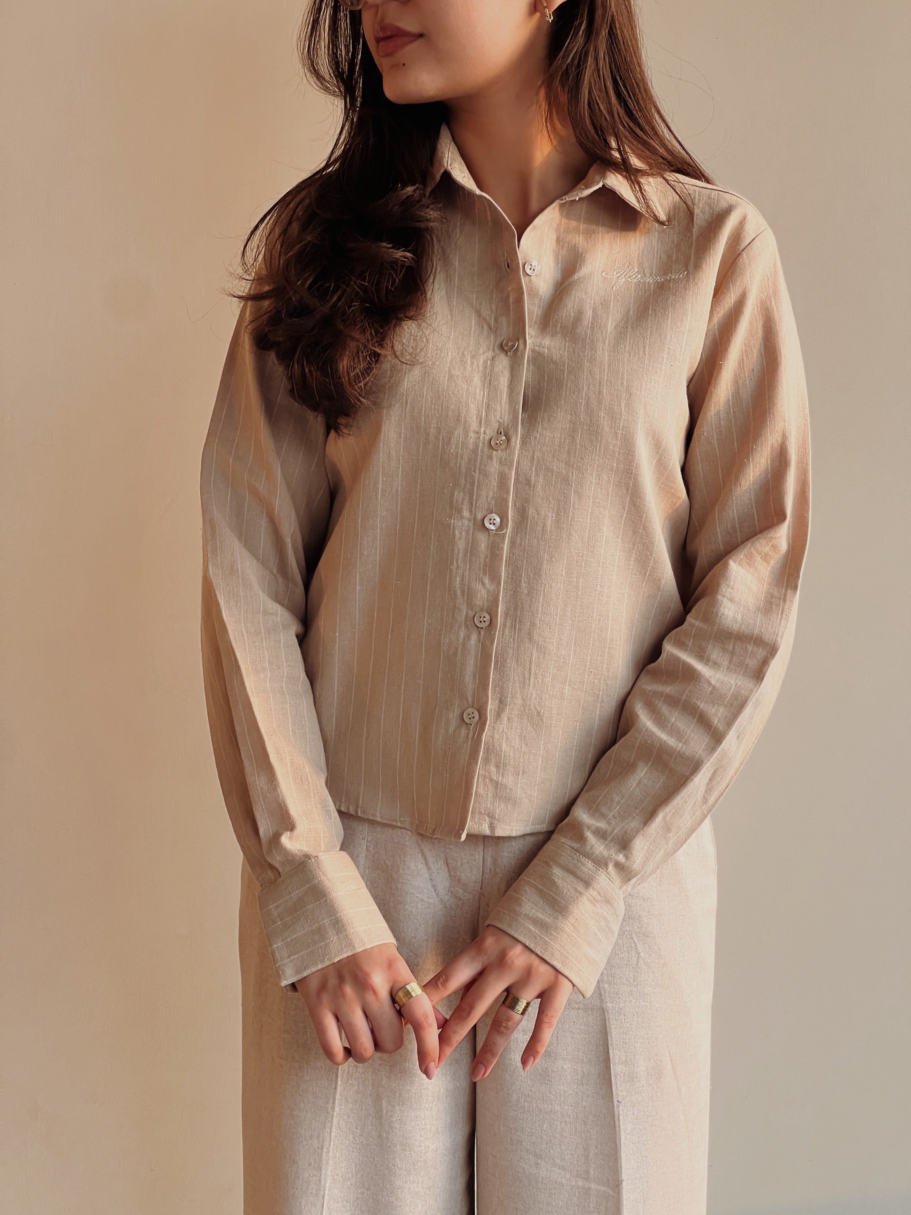 Beige Stripes Button-down
