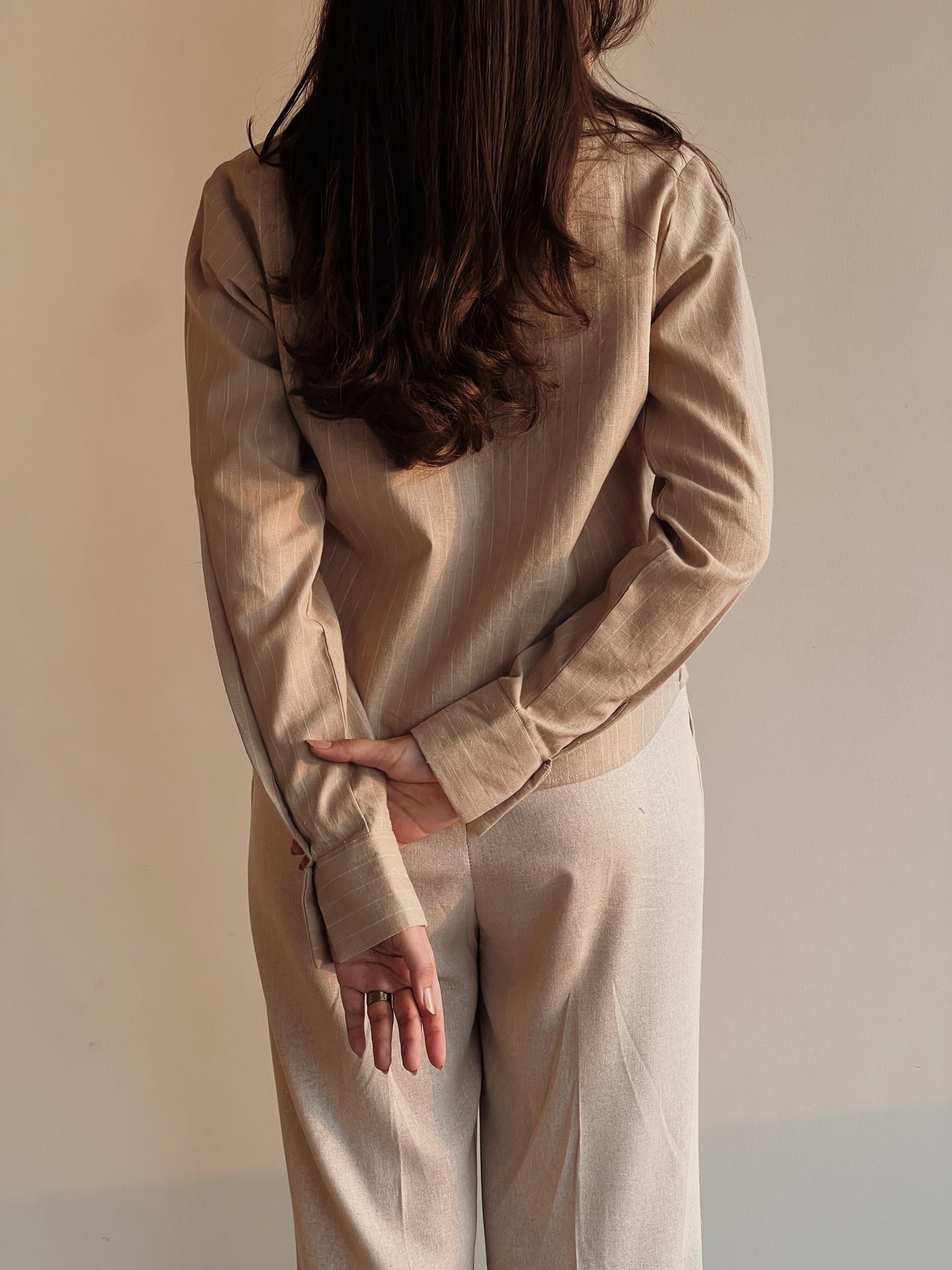Beige Stripes Button-down