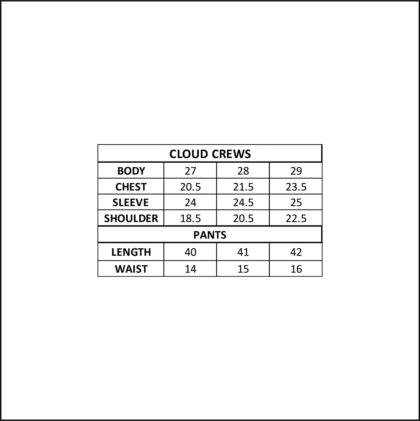 CLOUD CREWS coordset (unisex)