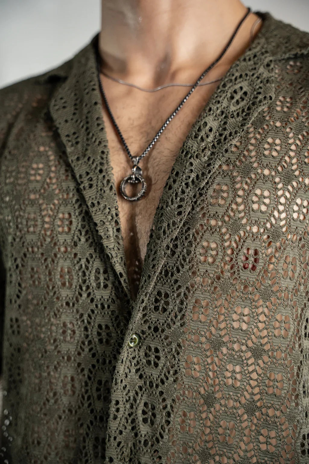 Crochet Relax fit Cuban Collar shirt