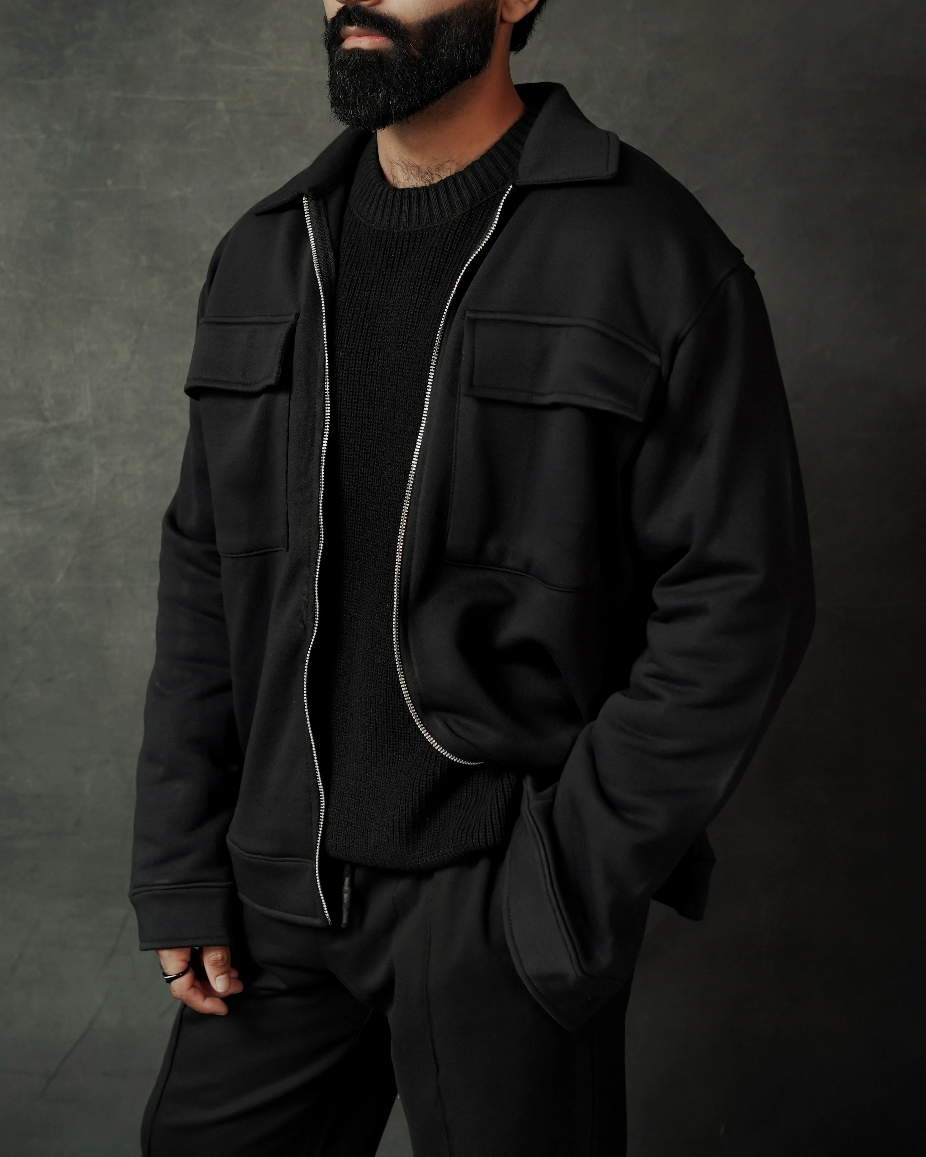 MIDNIGHT BLACK RELAXED JACKET