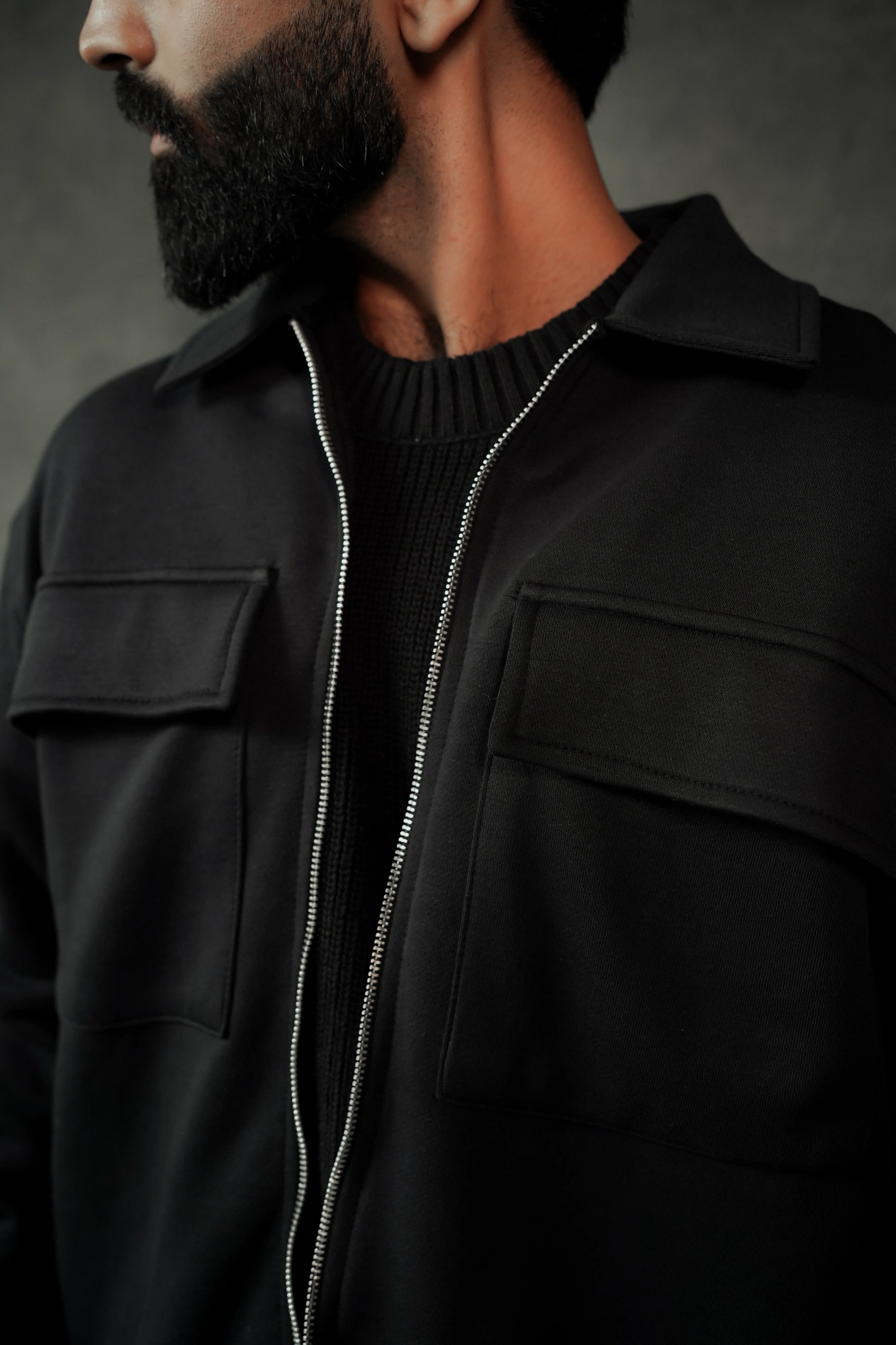 MIDNIGHT BLACK RELAXED JACKET