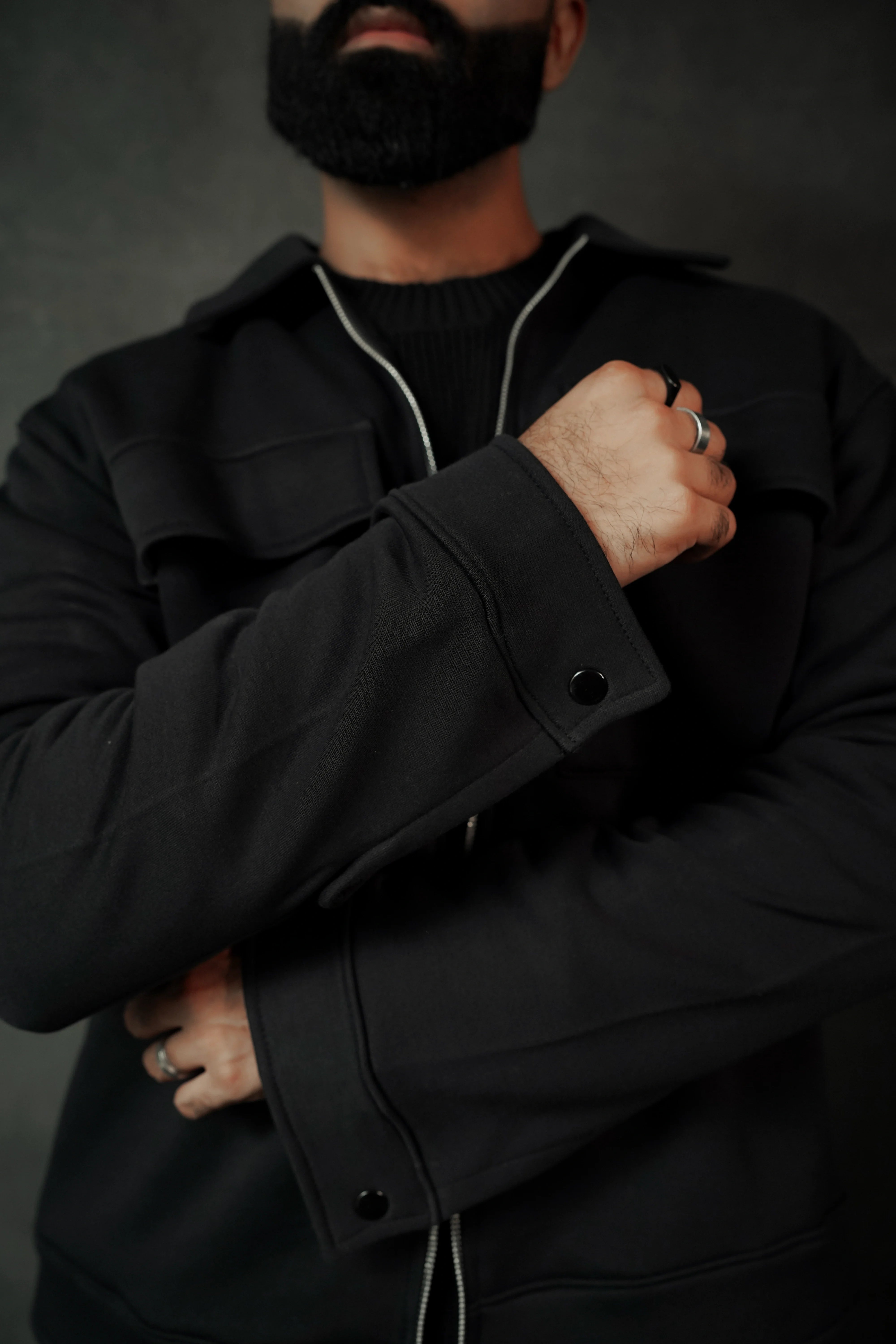 MIDNIGHT BLACK RELAXED JACKET