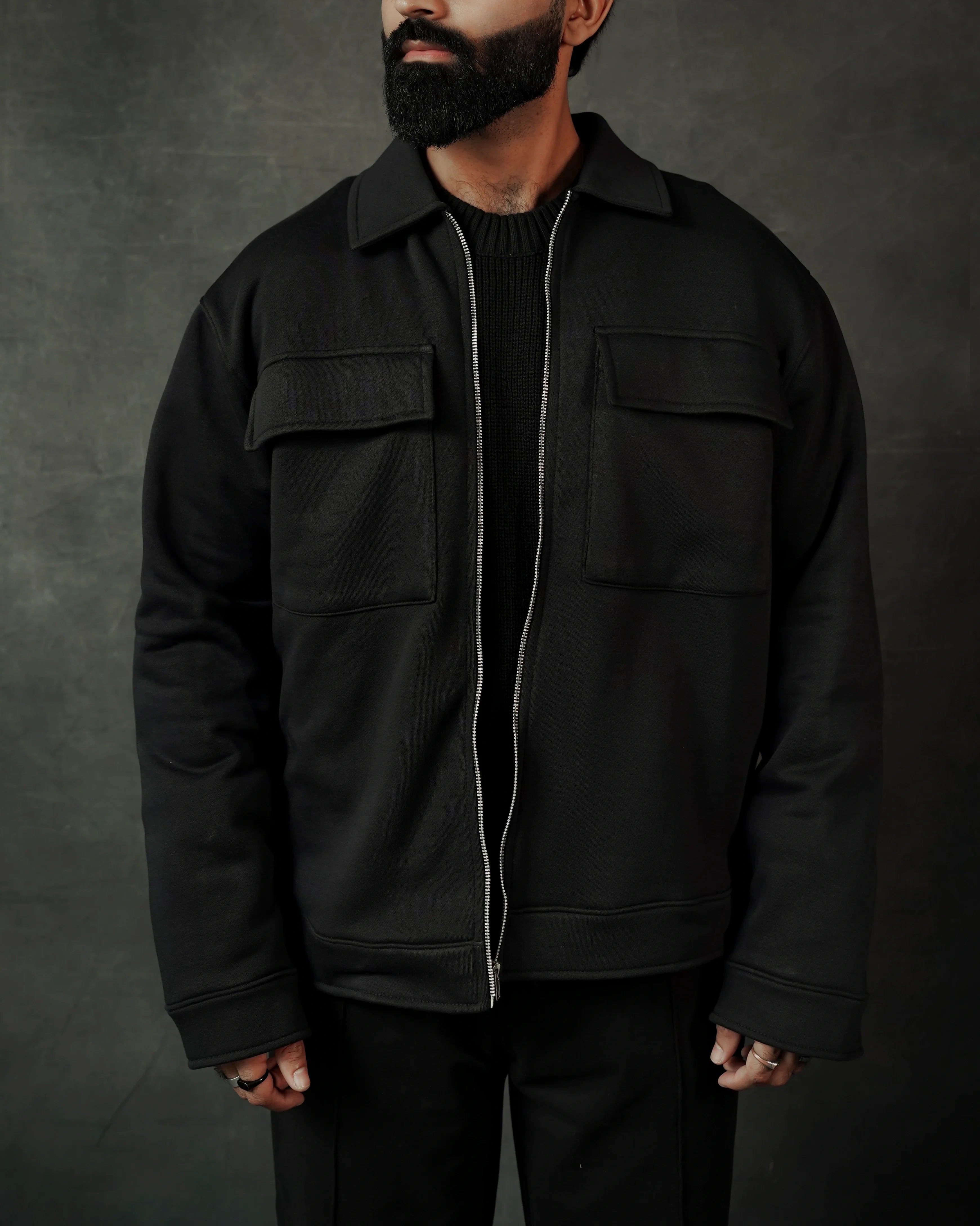 MIDNIGHT BLACK RELAXED JACKET