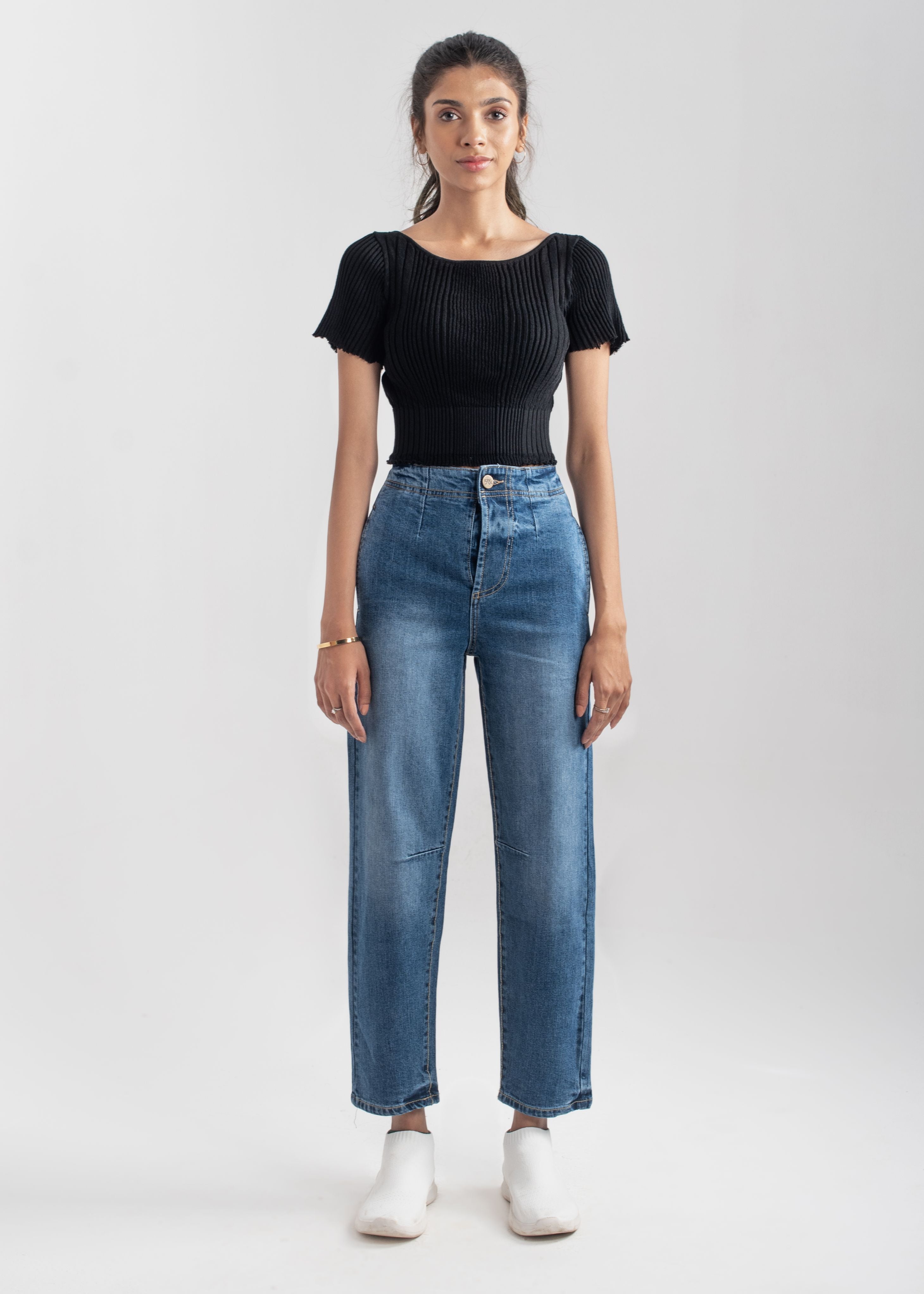 Mid Blue Pleat Jeans