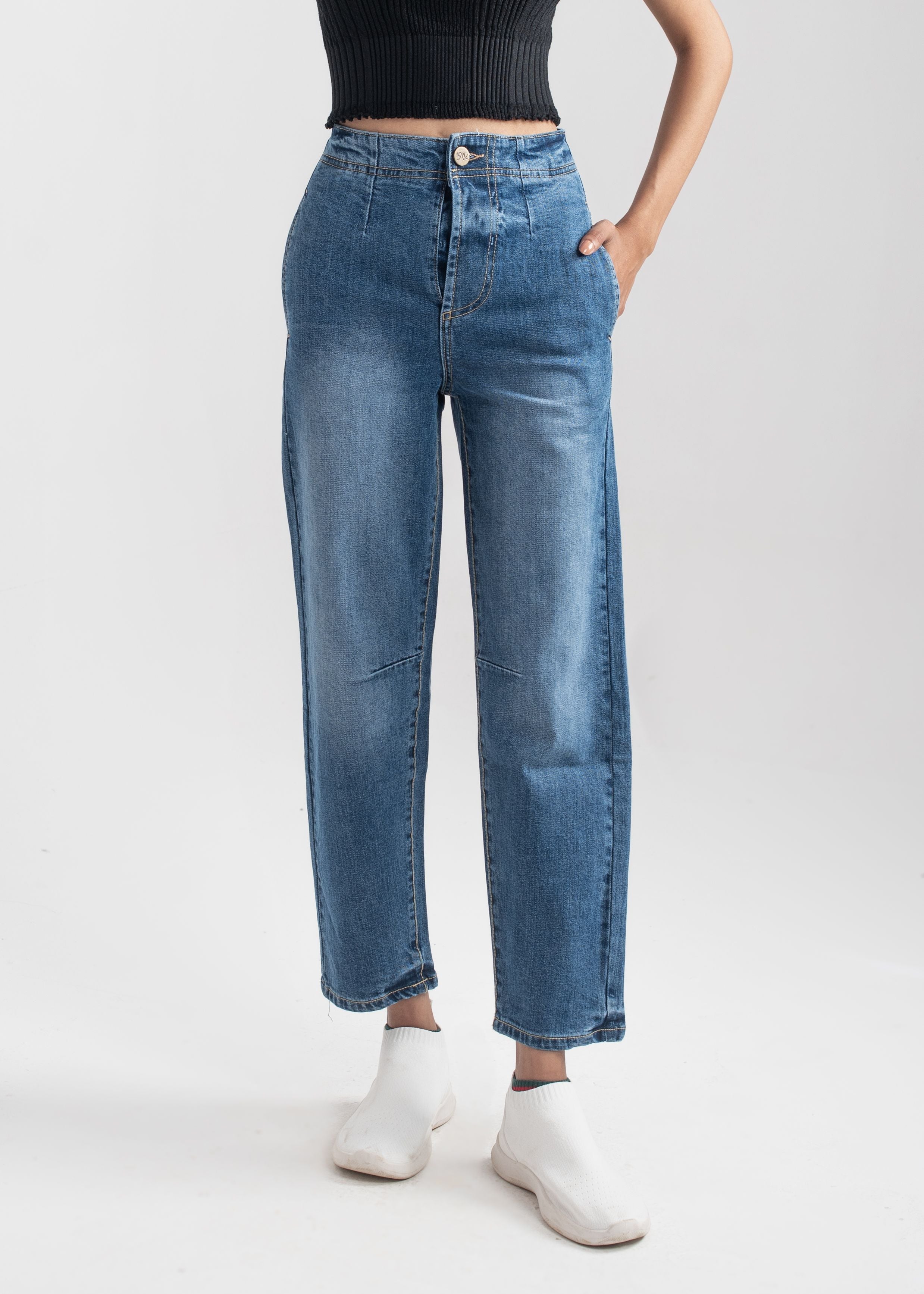 Mid Blue Pleat Jeans