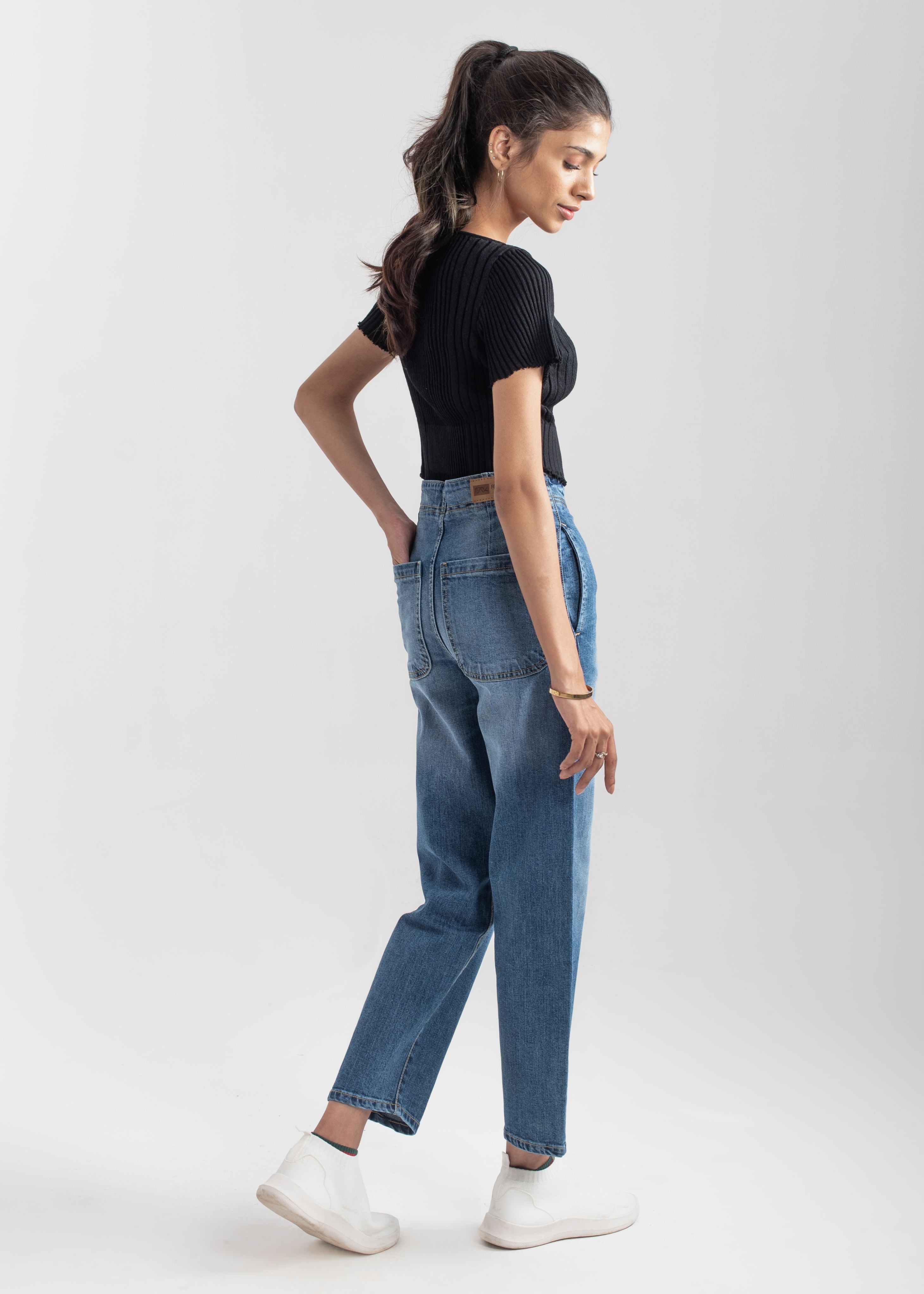 Mid Blue Pleat Jeans
