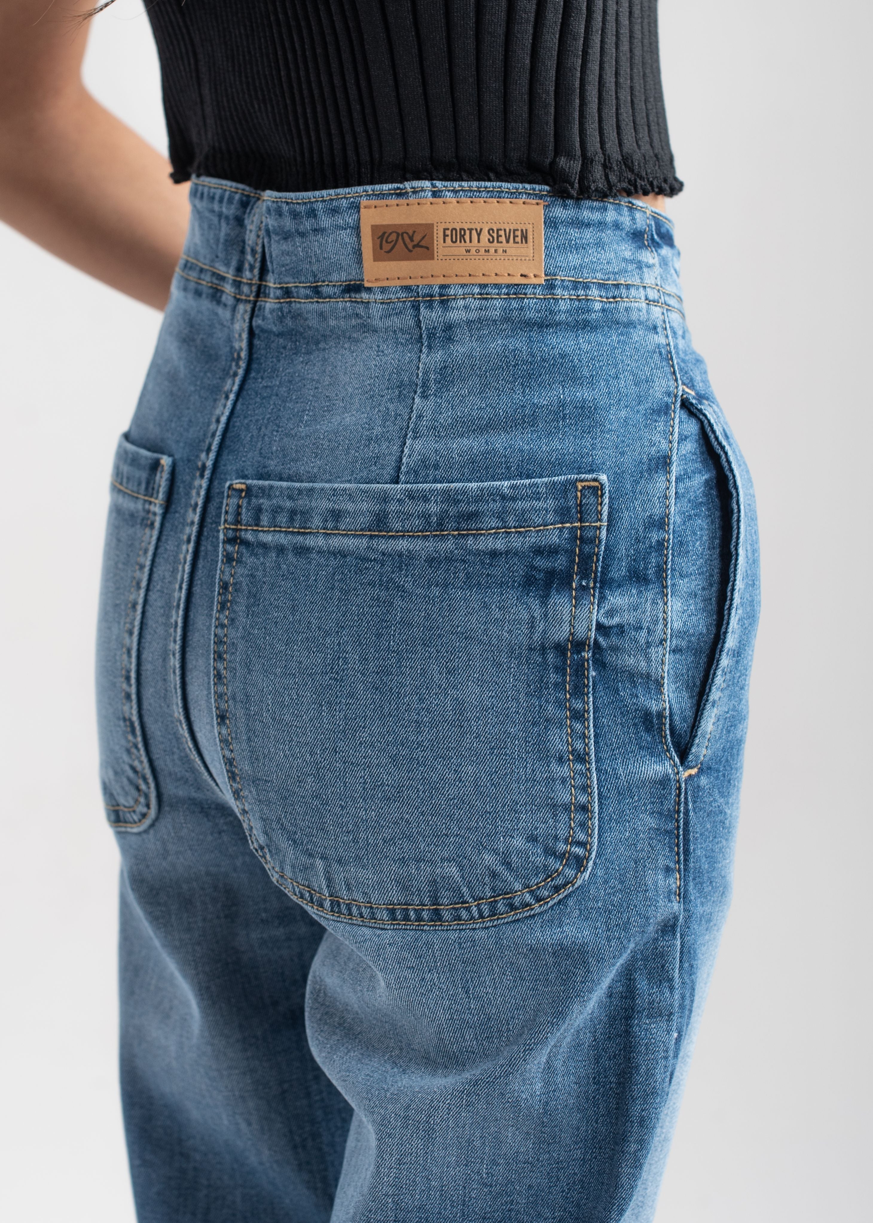 Mid Blue Pleat Jeans