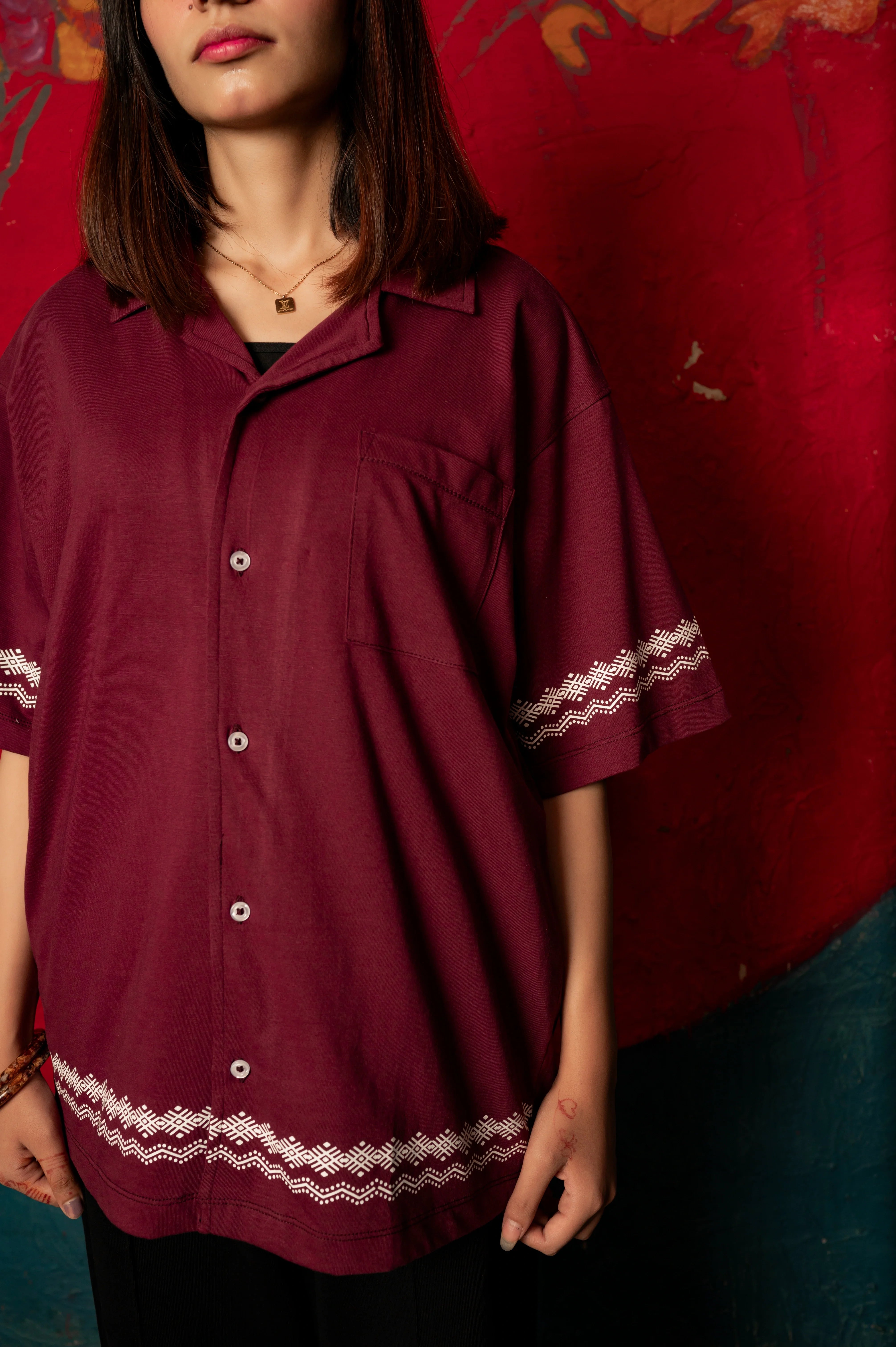 Vintage Maroon Button Down Shirt
