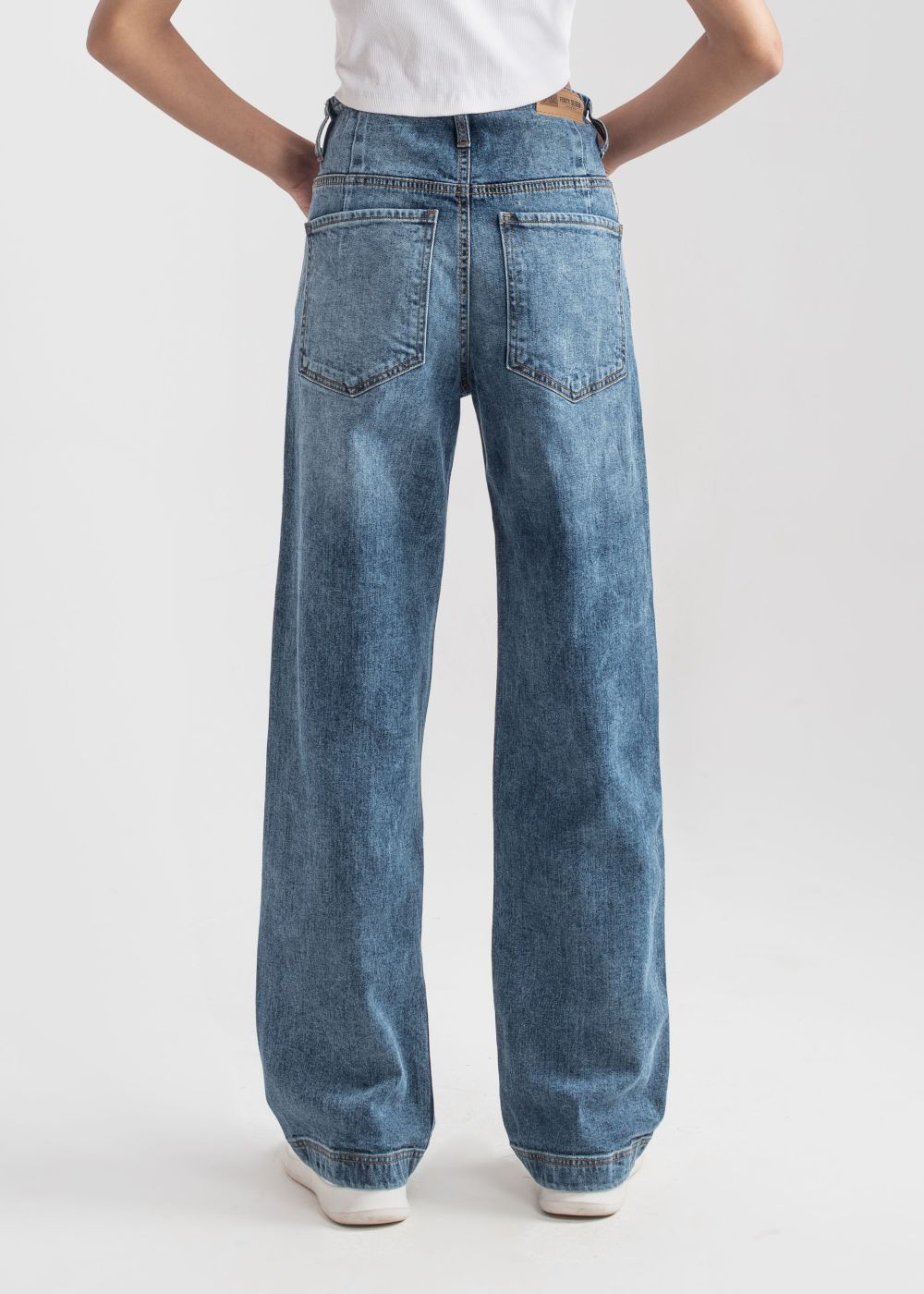 Dark Blue Wide Leg button jeans