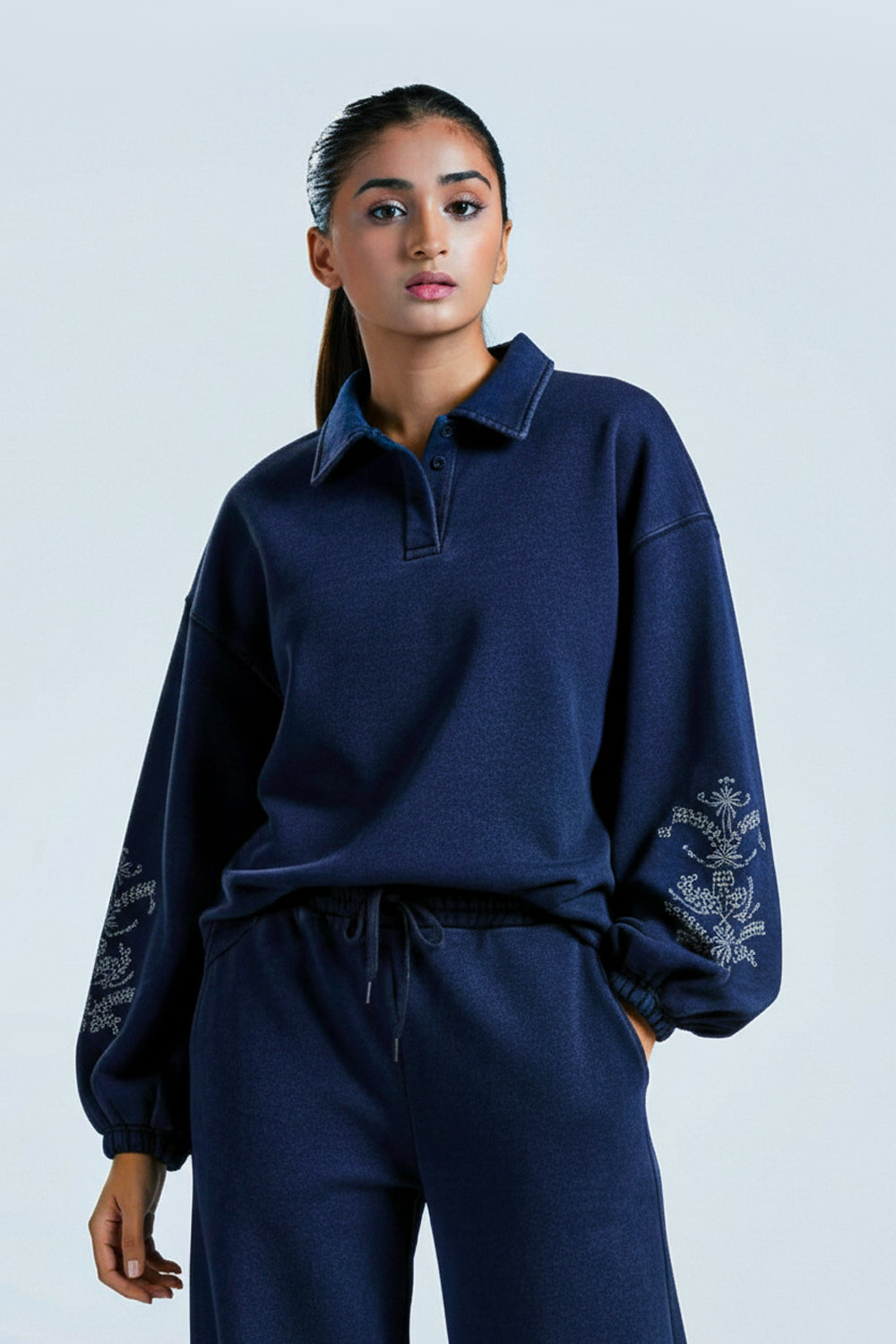 Embroidered  Washed Top