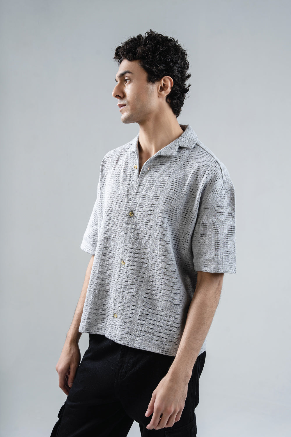 Cotton Cellular Fabric Shirt