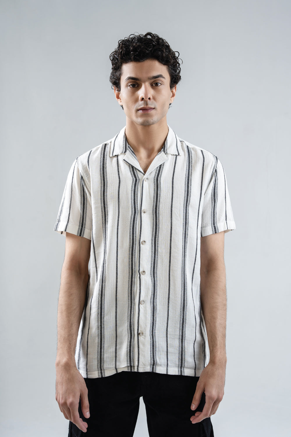 Woven Striped Button-Down Shirt