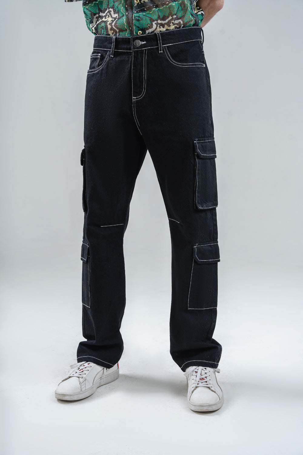 Straight Fit Cargo Denim
