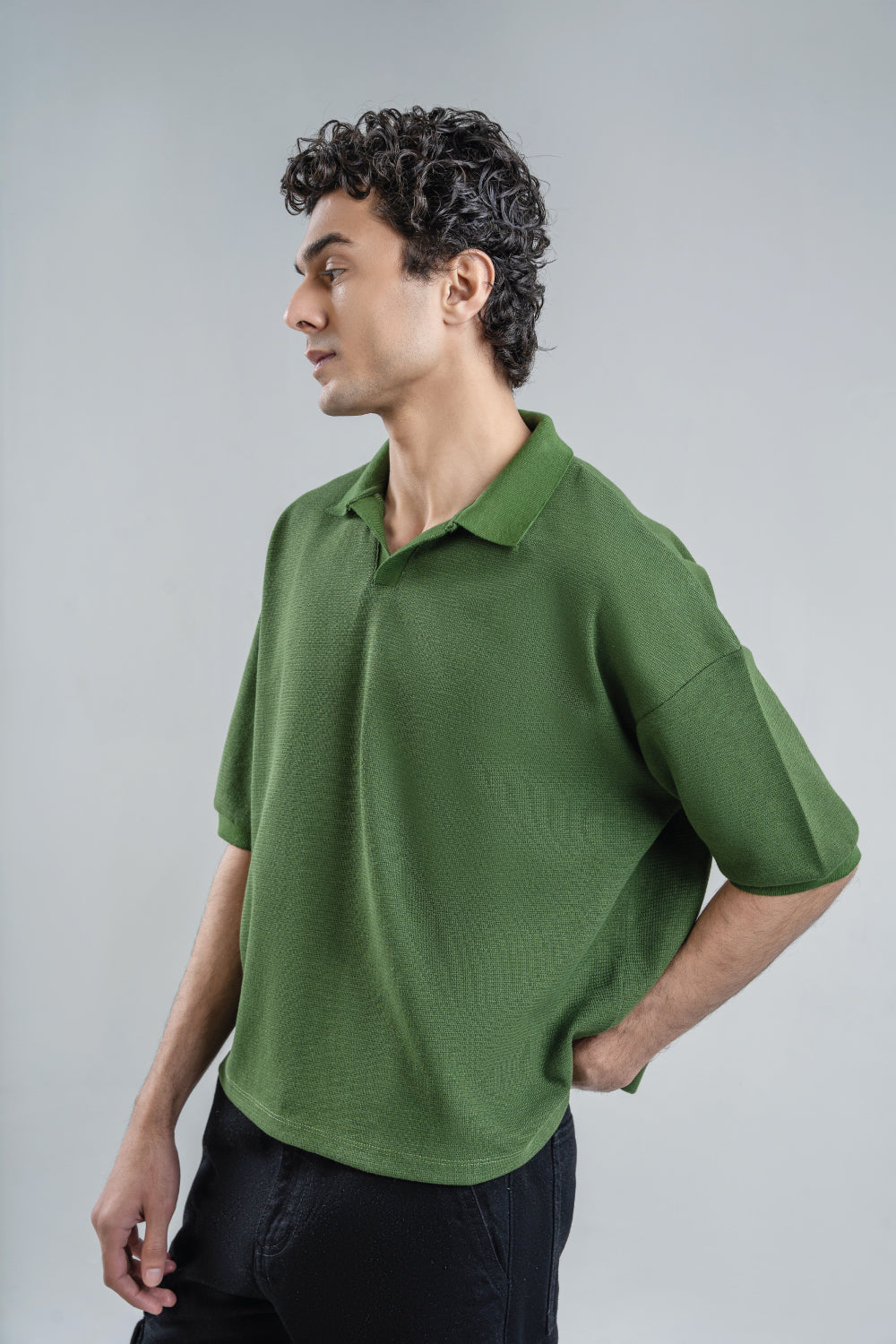 Jacquard Cropped Polo