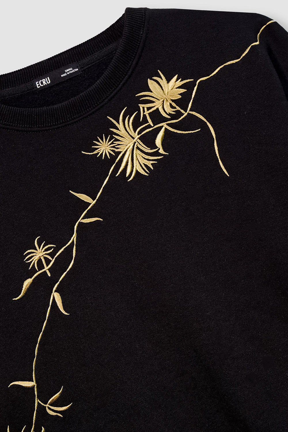 Gold Floral Embroidered Sweatshirt