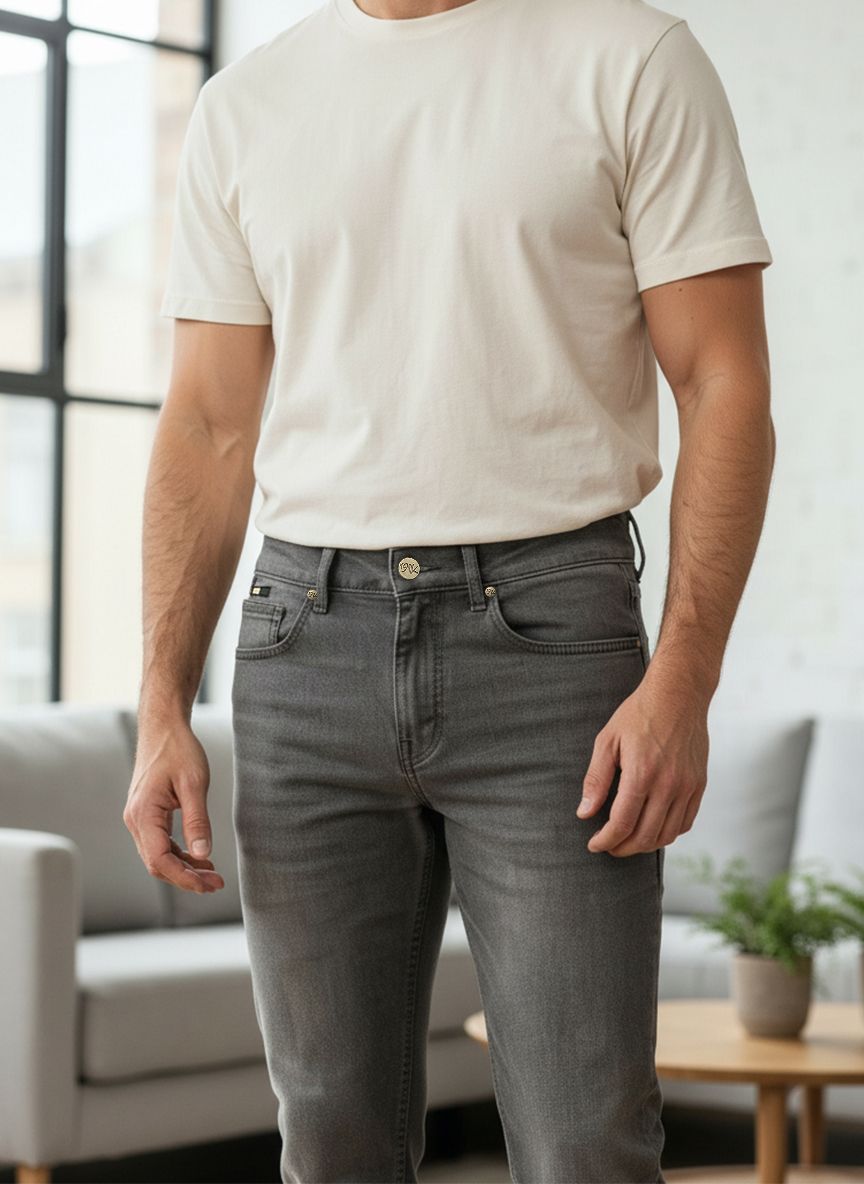 Grey Straight Fit Jeans