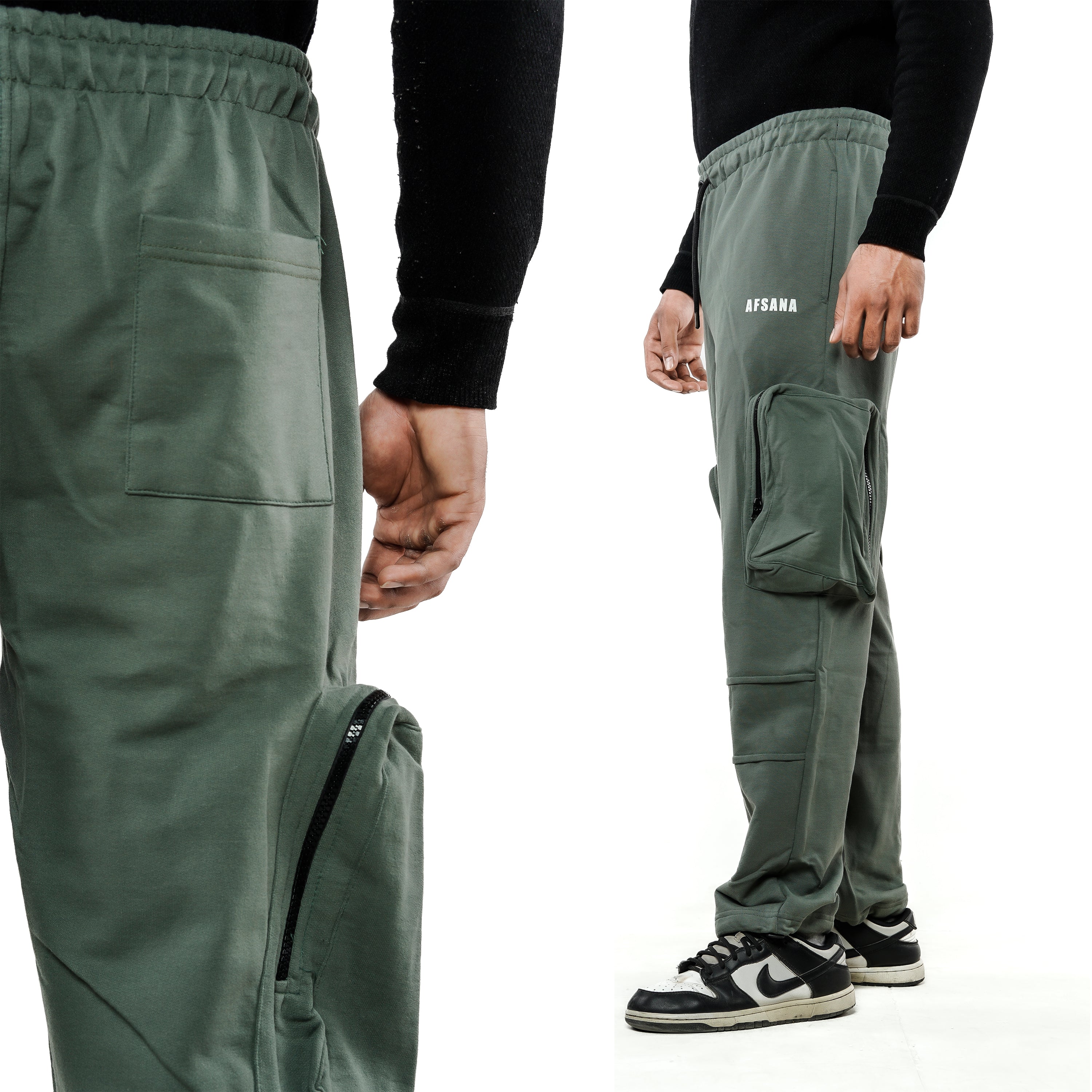 OLIVE GREEN BAGGY TROUSER