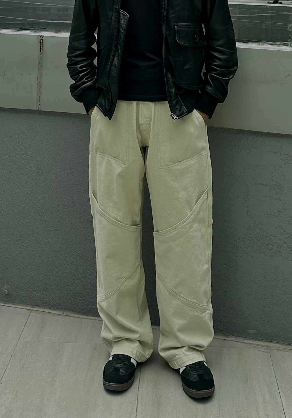 Beige Patchline Jeans