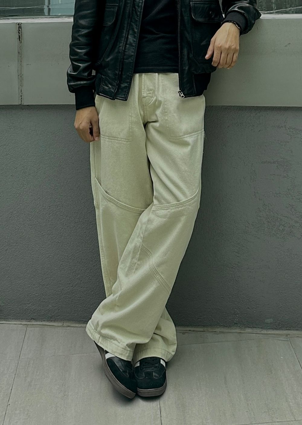 Beige Patchline Jeans