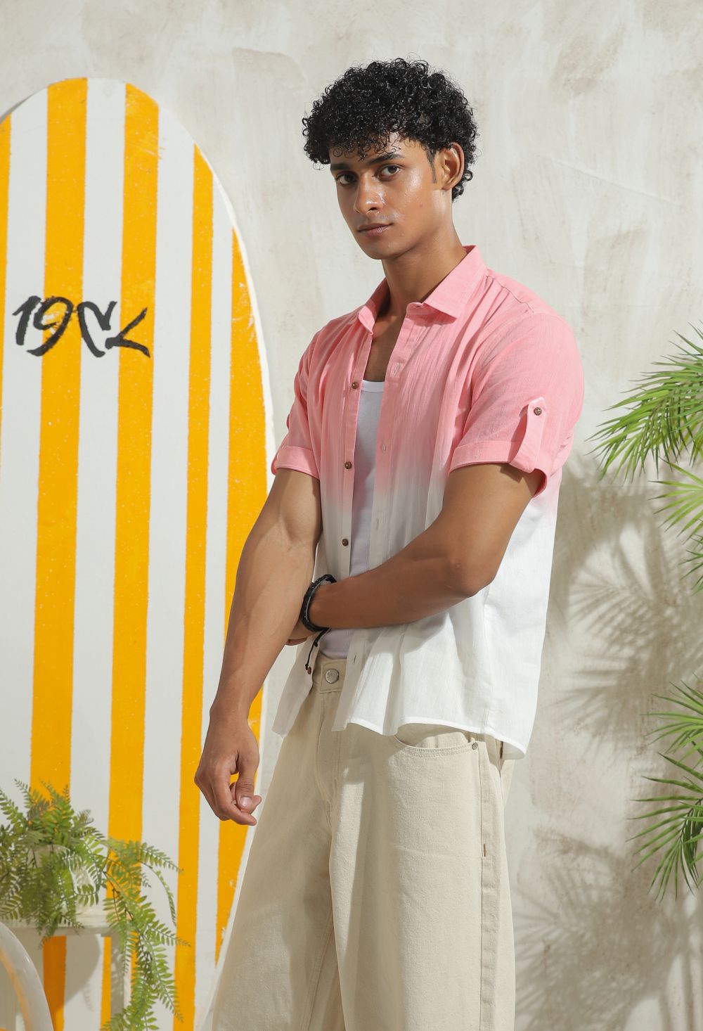 Sea Breeze Salmon Half Sleeves Shirt-Him