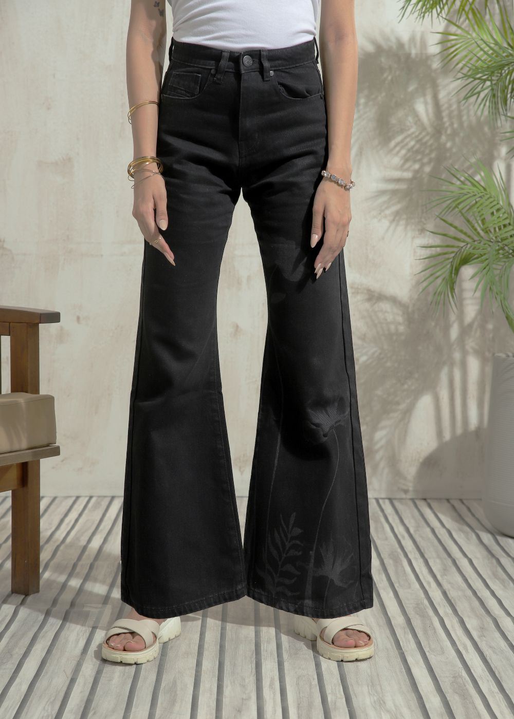 Graphic Black Flare Jeans