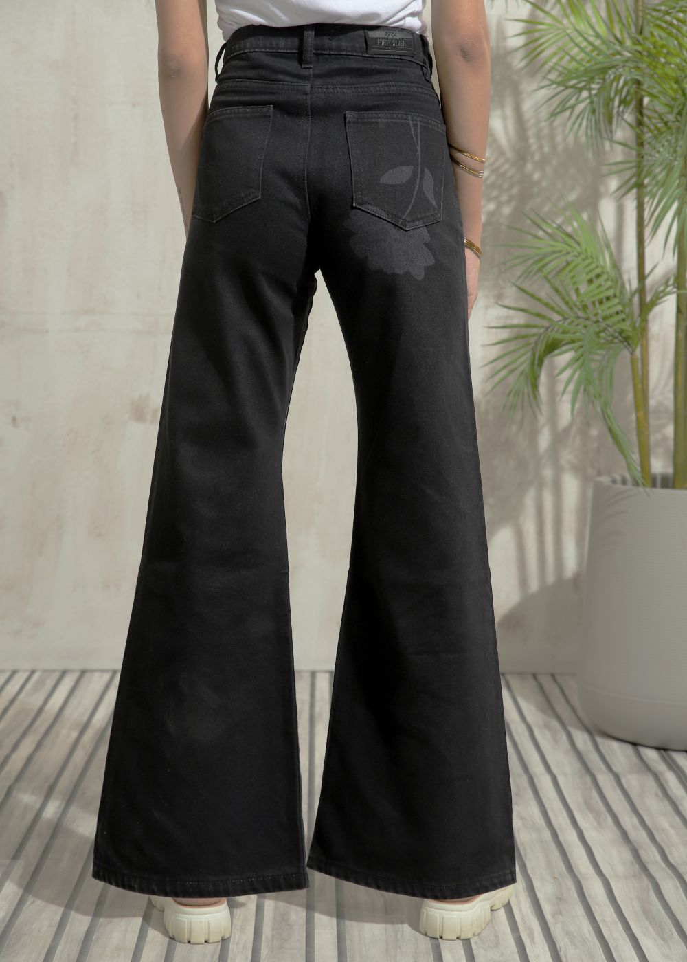 Graphic Black Flare Jeans