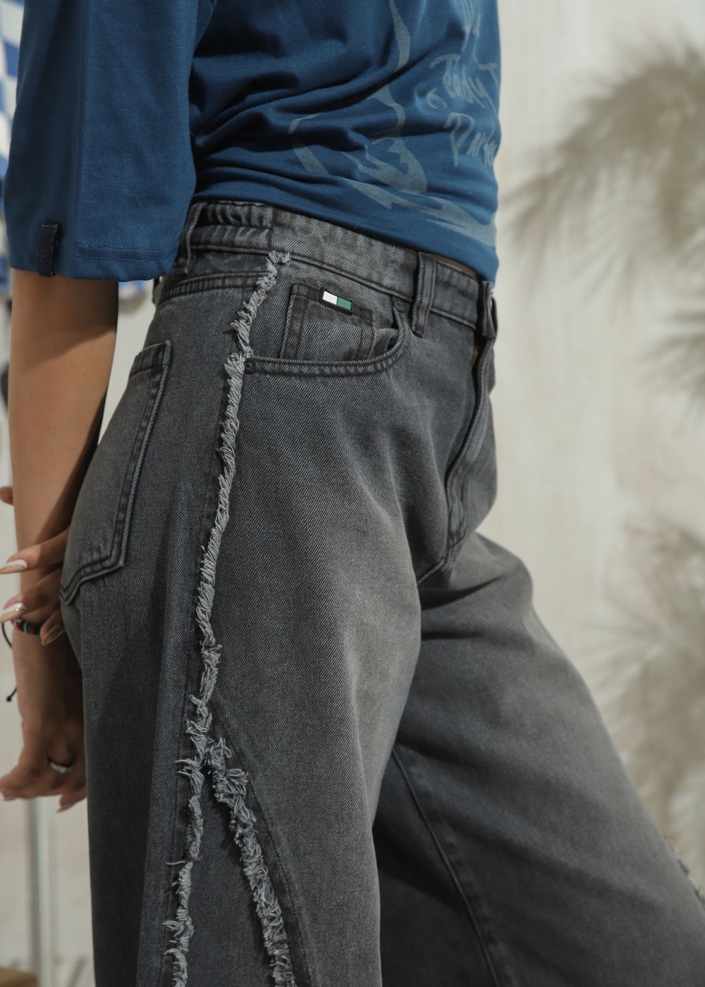 Grey Ruffle Skater Jeans