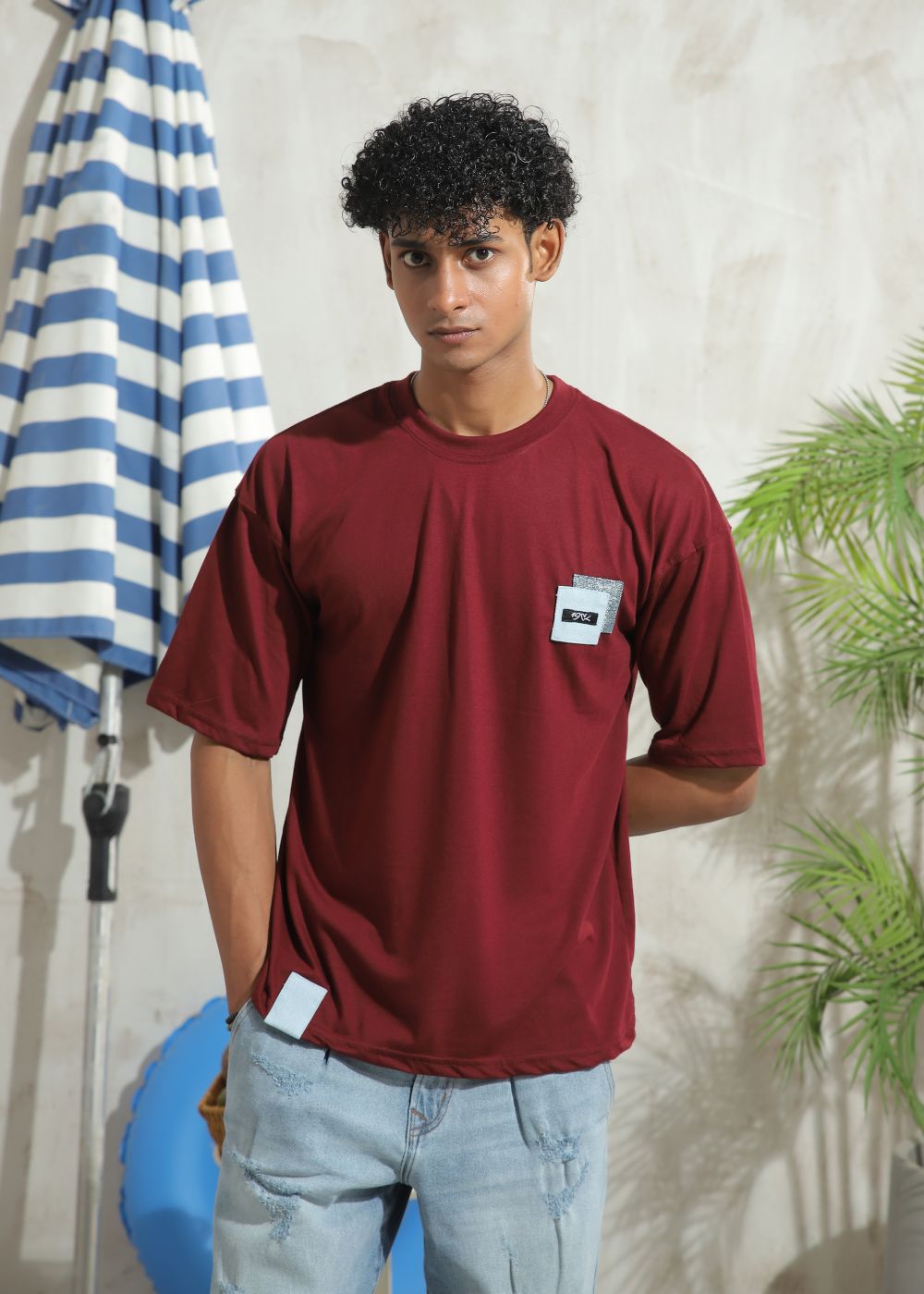 Maroon Drop Shoulder T-shirt